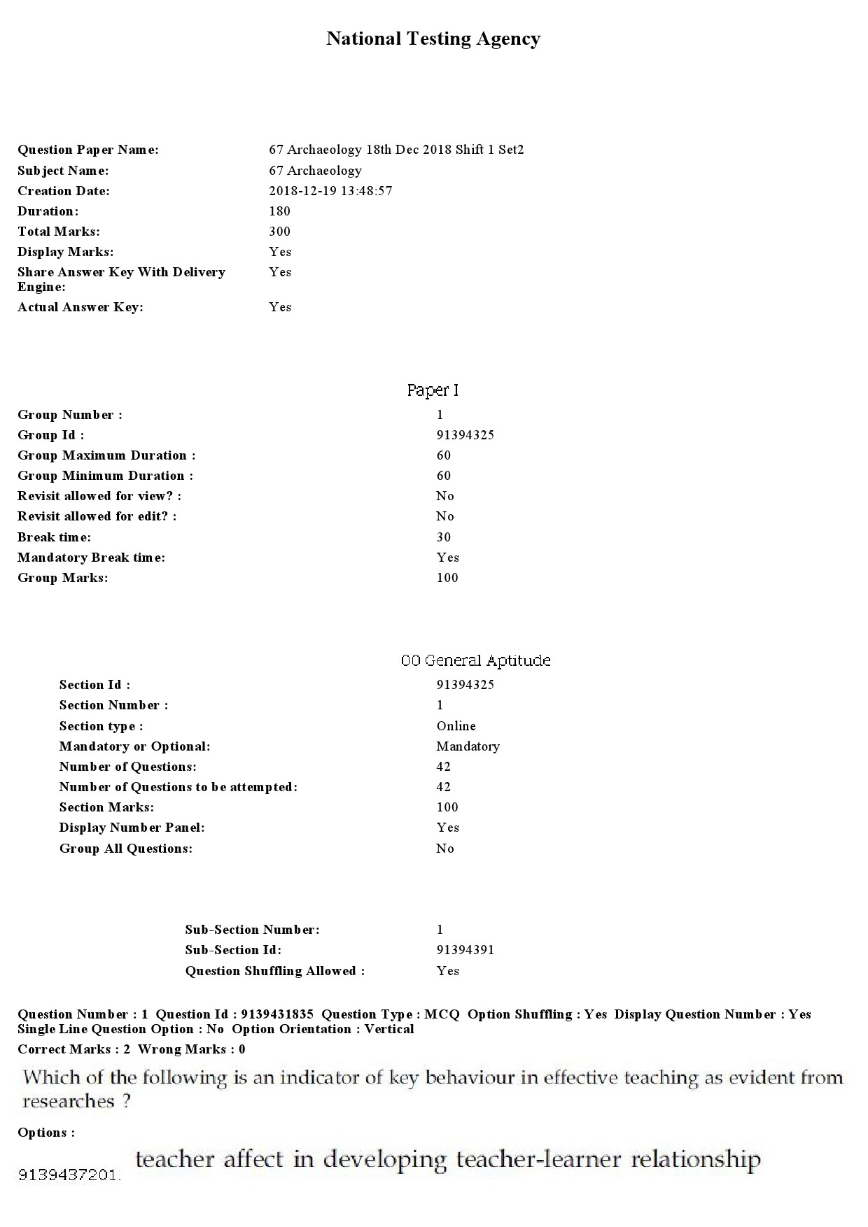 UGC NET Archaeology Question Paper December 2018 1