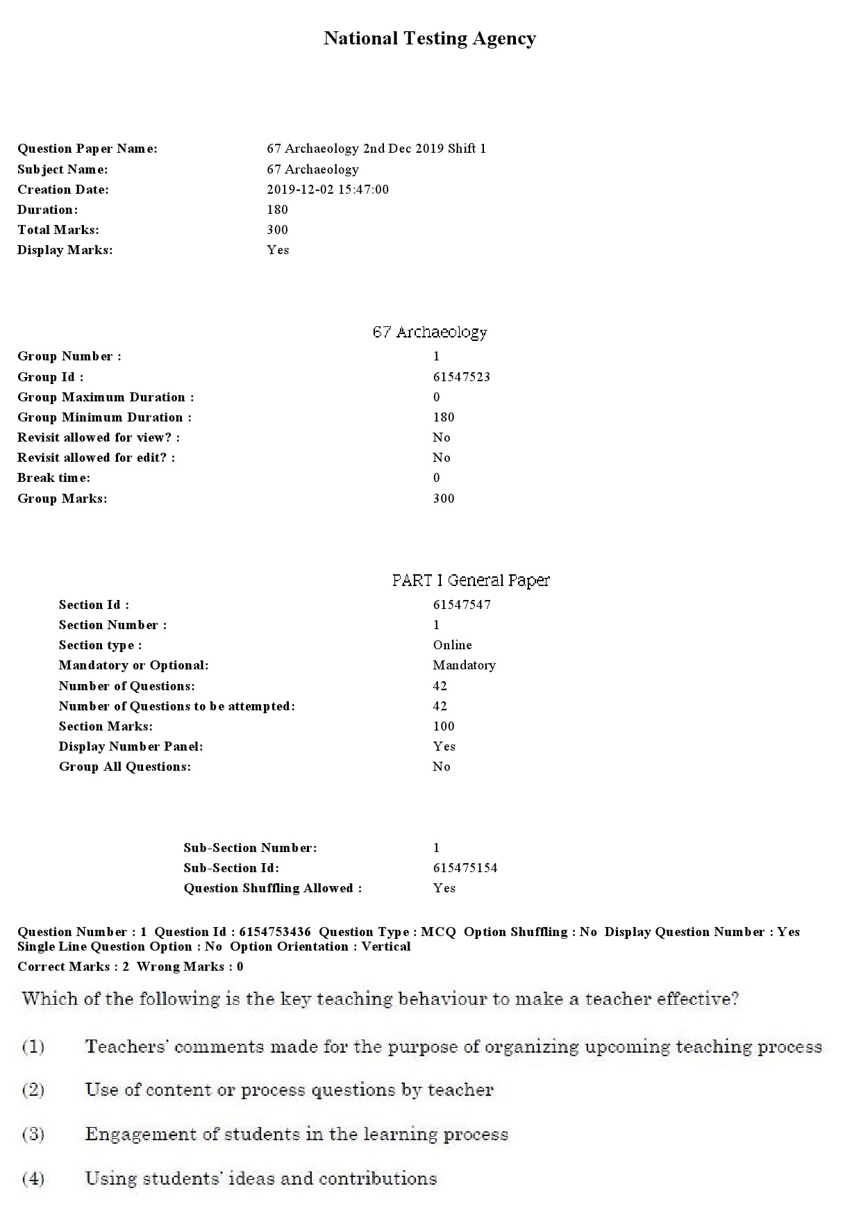 UGC NET Archaeology Question Paper December 2019 1