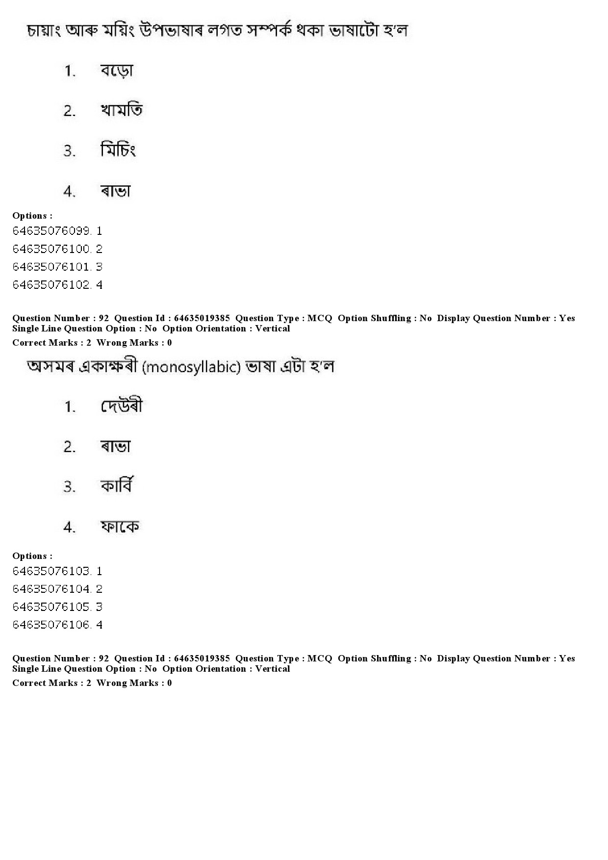 UGC NET Assamese Question Paper June 2019 82