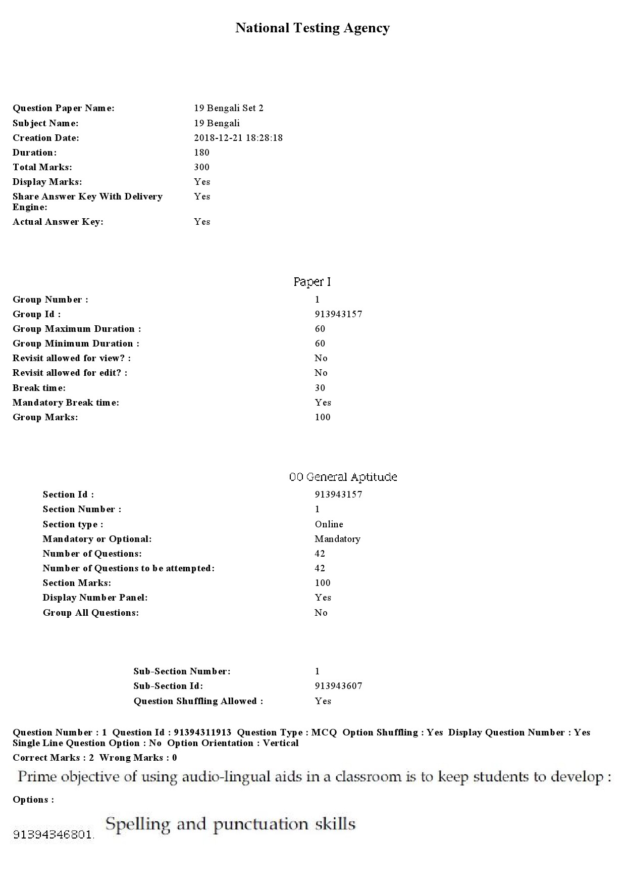 UGC NET Bengali Question Paper December 2018 1