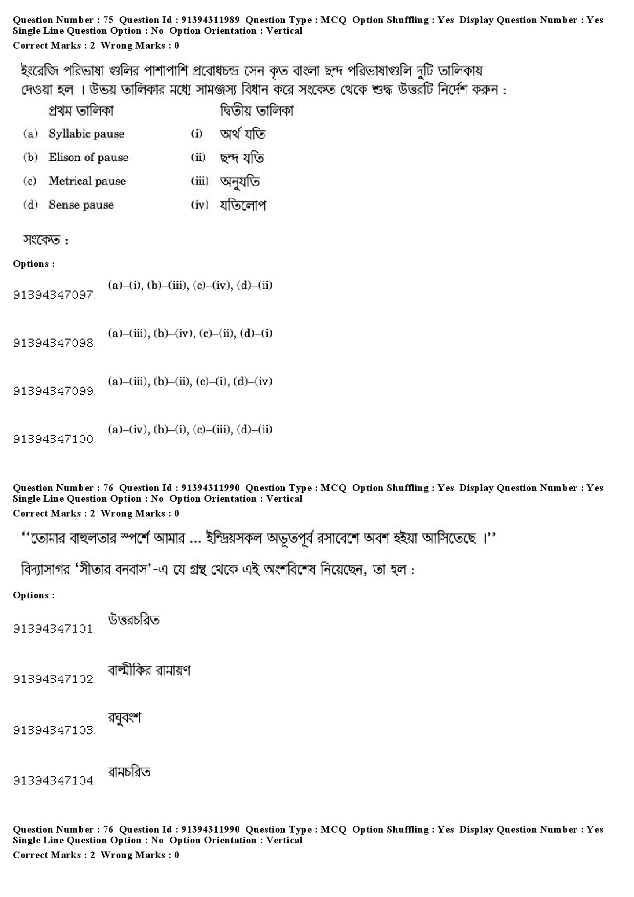 UGC NET Bengali Question Paper December 2018 71