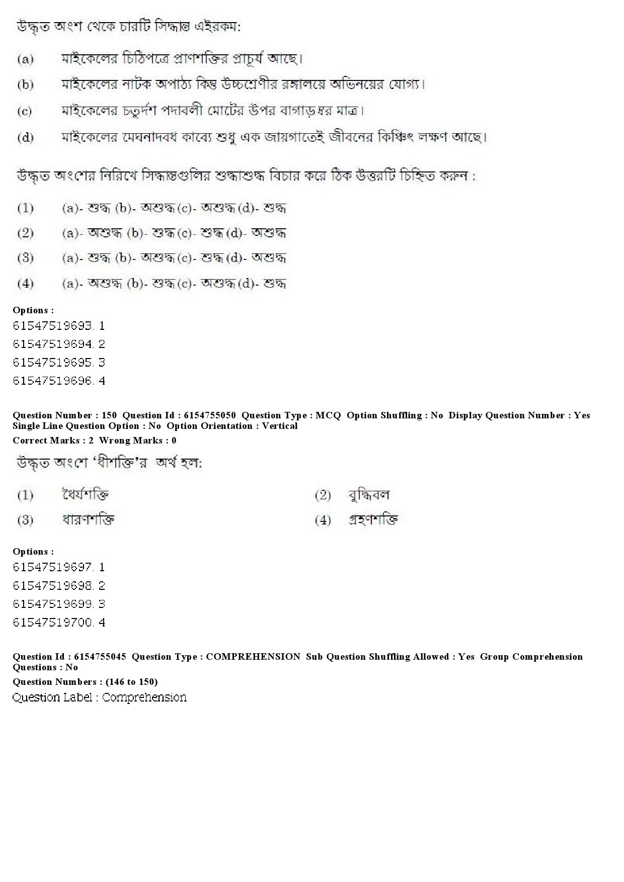 UGC NET Bengali Question Paper December 2019 155