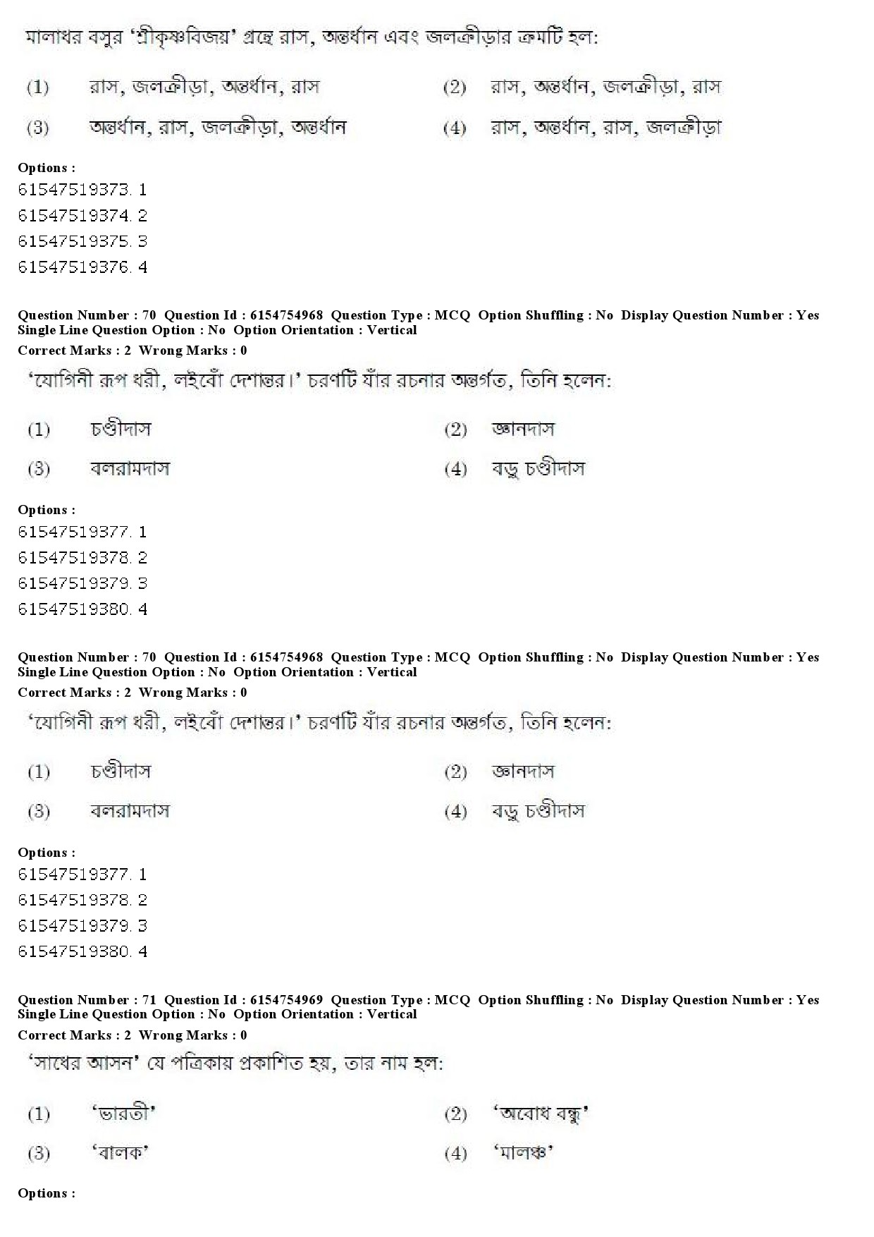 UGC NET Bengali Question Paper December 2019 71