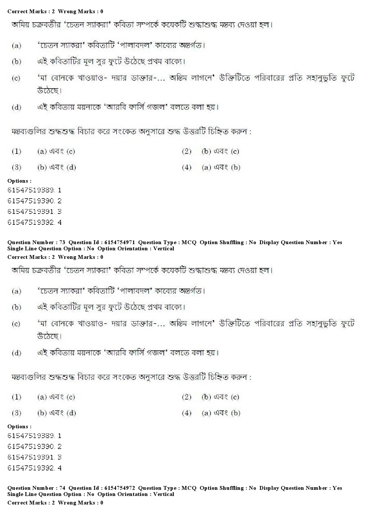 UGC NET Bengali Question Paper December 2019 73