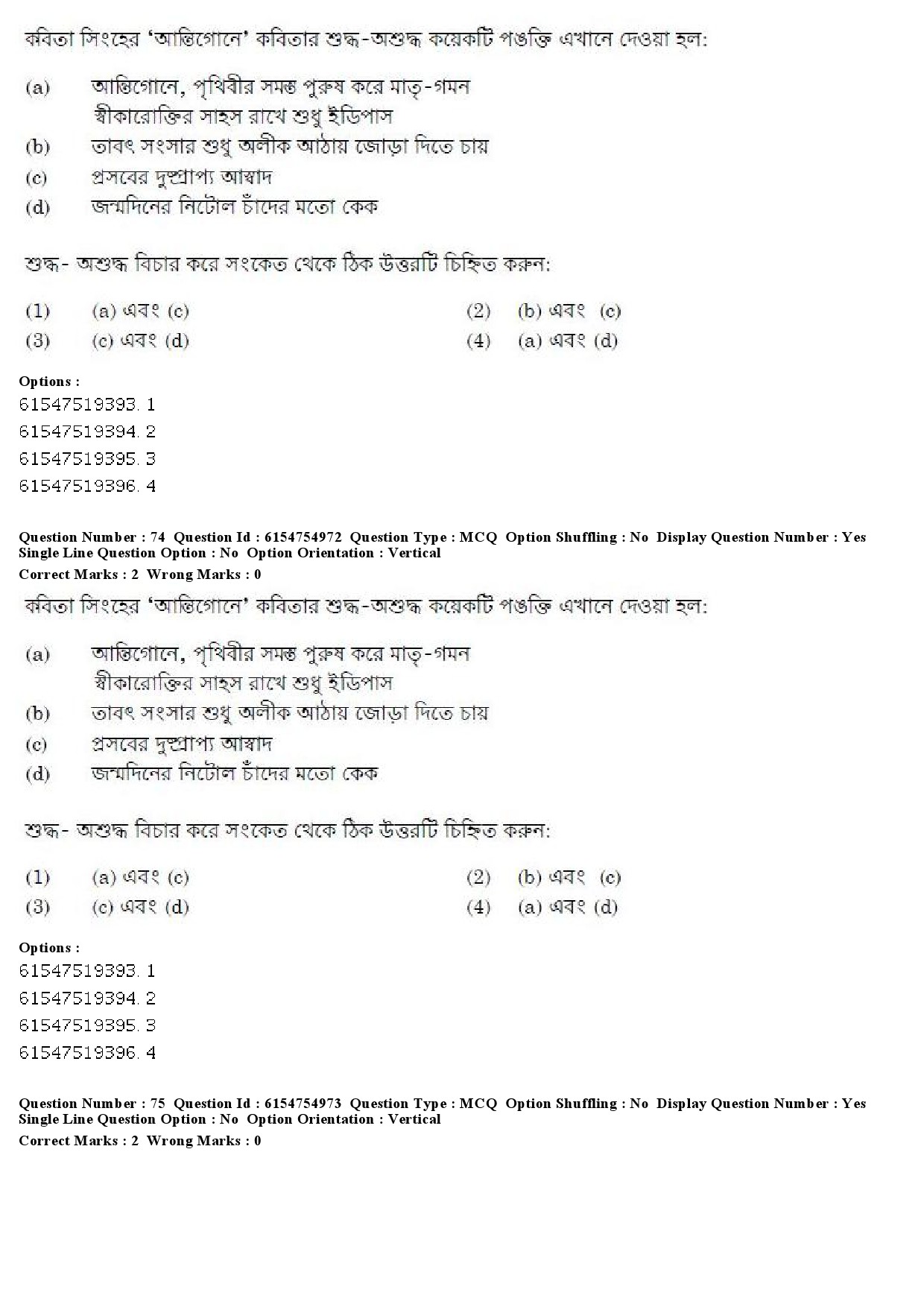 UGC NET Bengali Question Paper December 2019 74