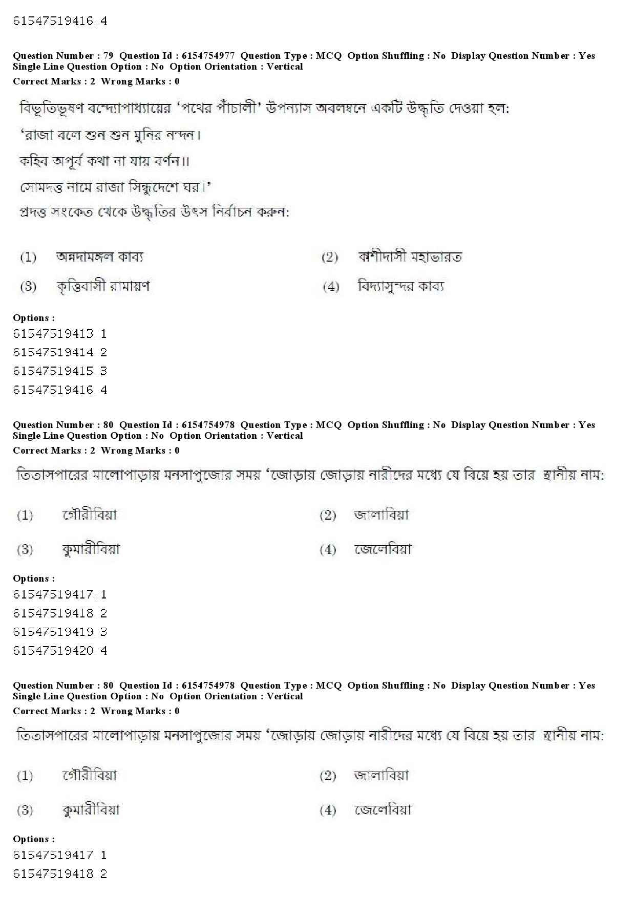 UGC NET Bengali Question Paper December 2019 81