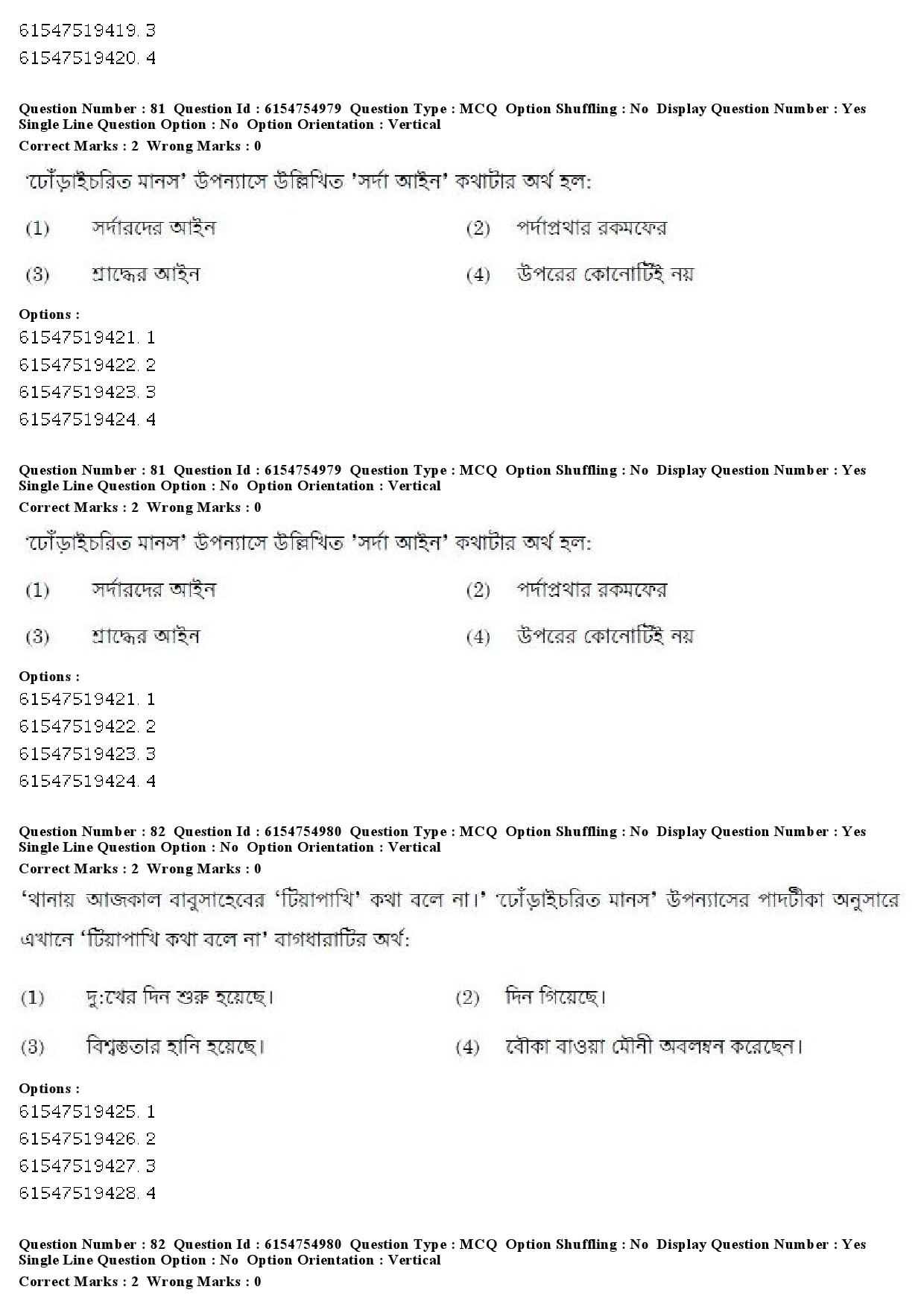 UGC NET Bengali Question Paper December 2019 82