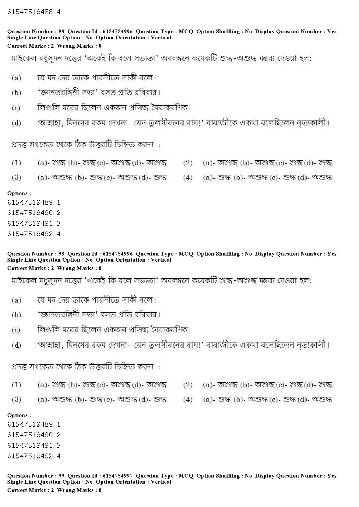 UGC NET Bengali Question Paper December 2019 99