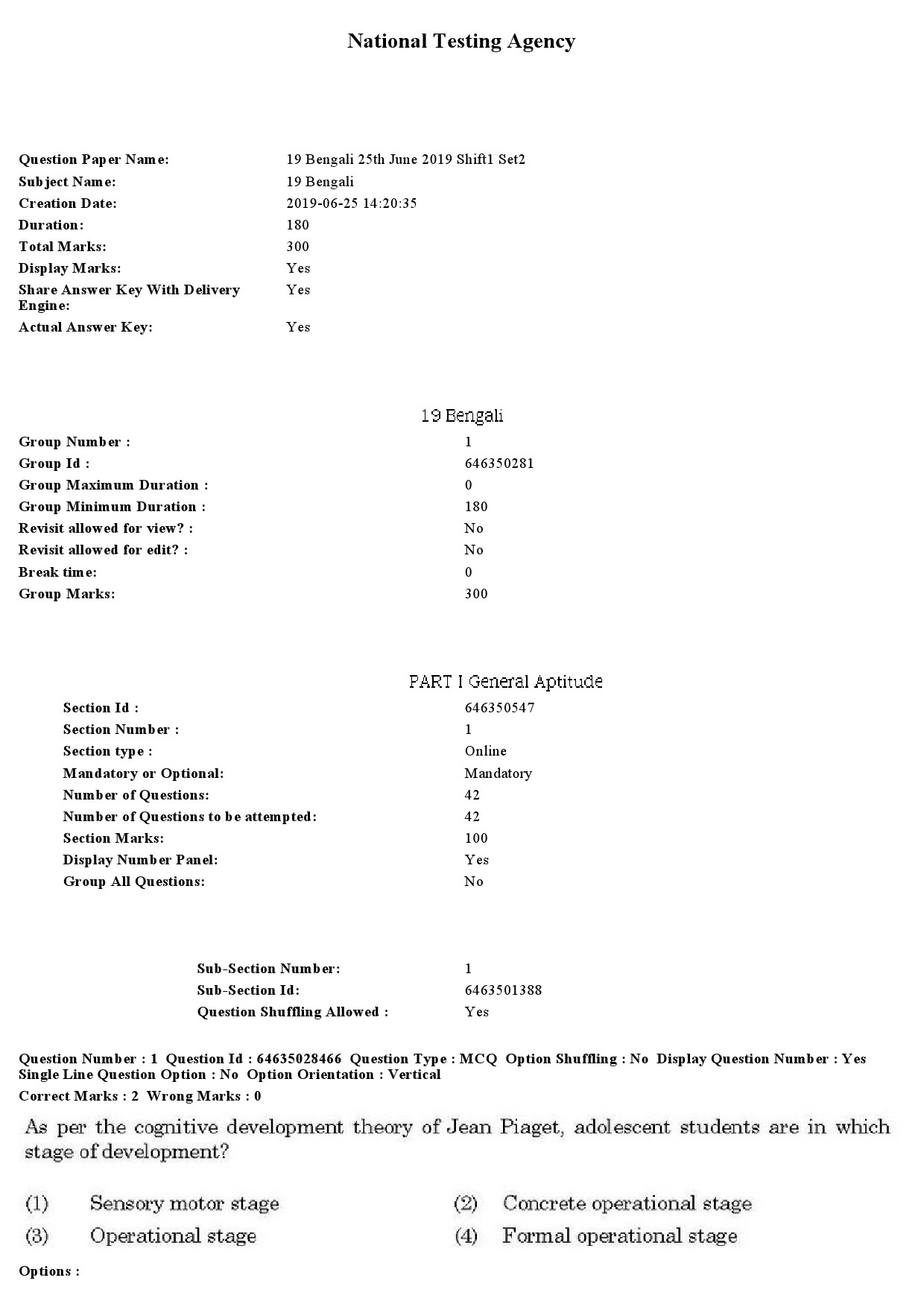 UGC NET Bengali Question Paper June 2019 1