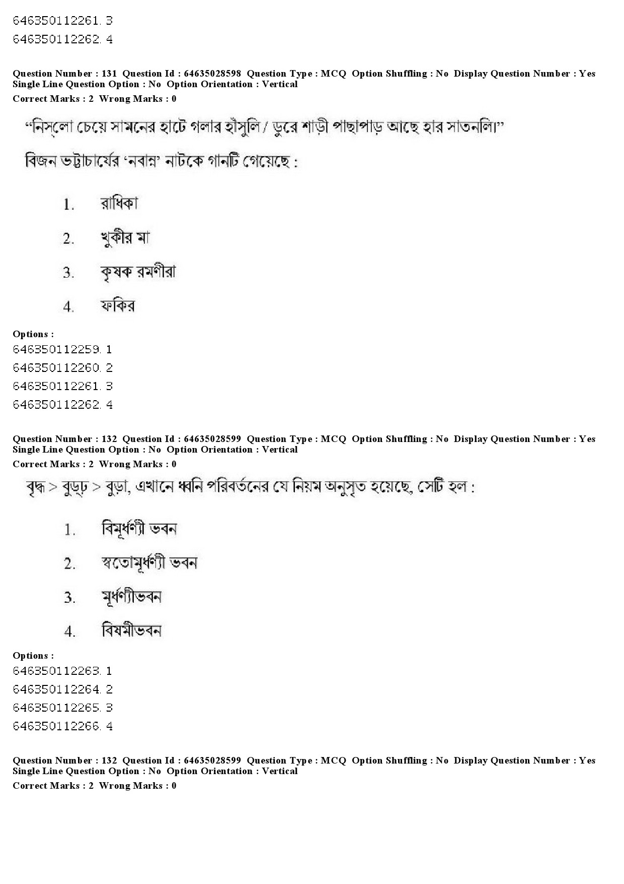 UGC NET Bengali Question Paper June 2019 167