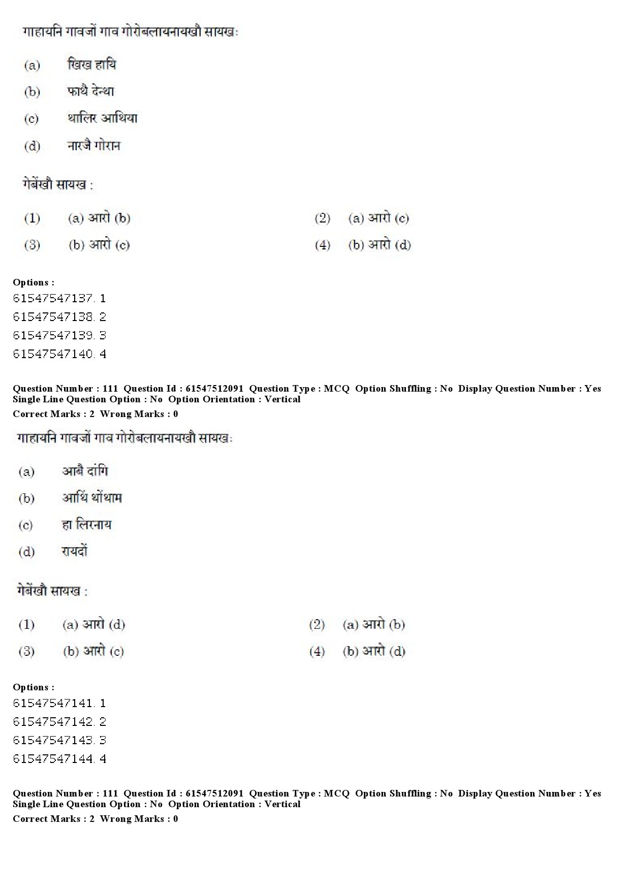 UGC NET Bodo Question Paper December 2019 100