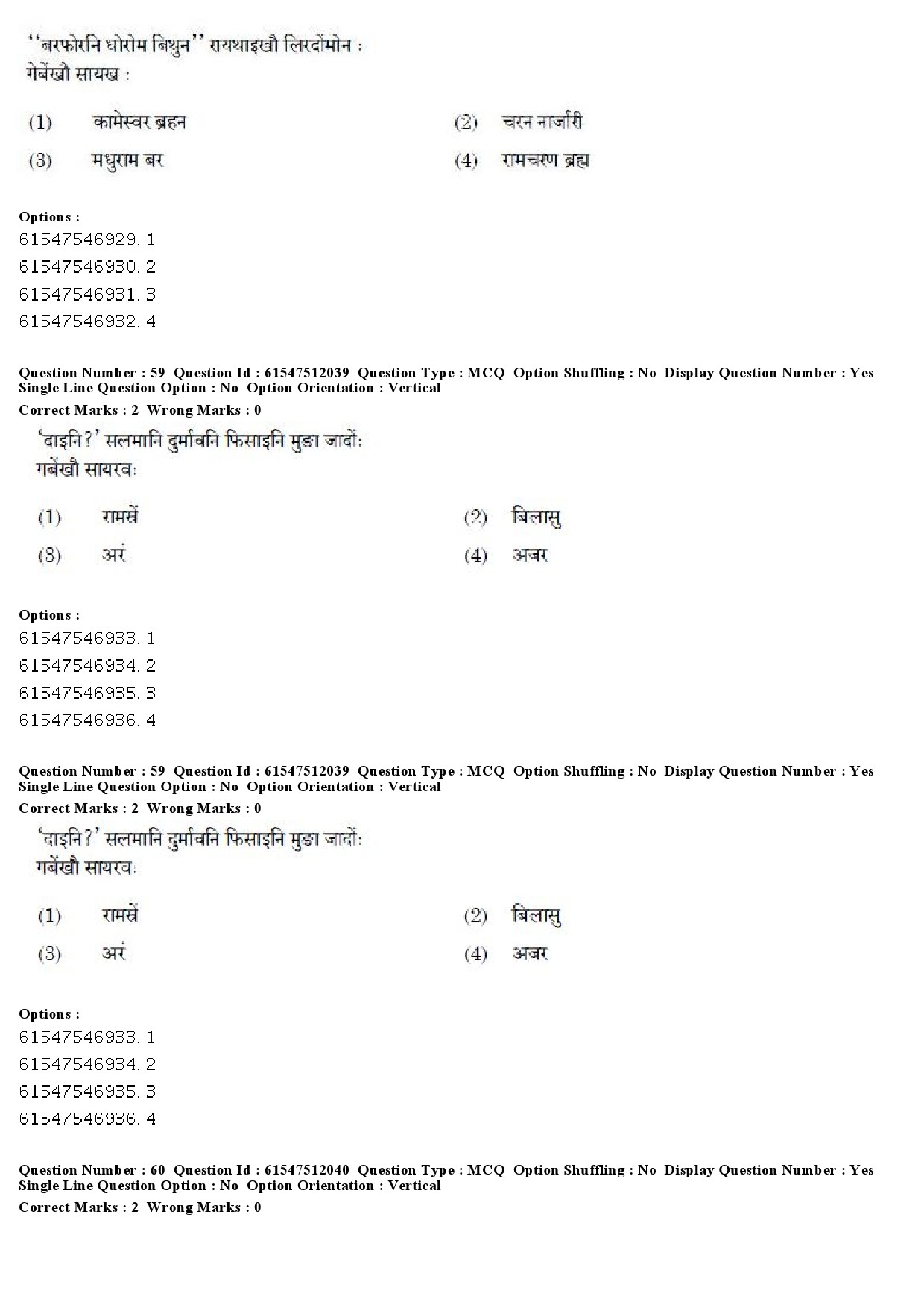 UGC NET Bodo Question Paper December 2019 59