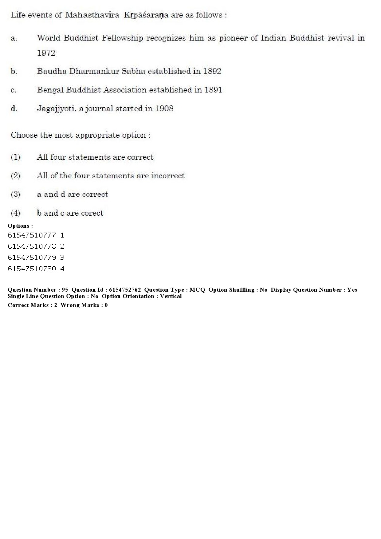 UGC NET Buddhist Jaina Gandhian and Peace Studies Question Paper December 2019 76