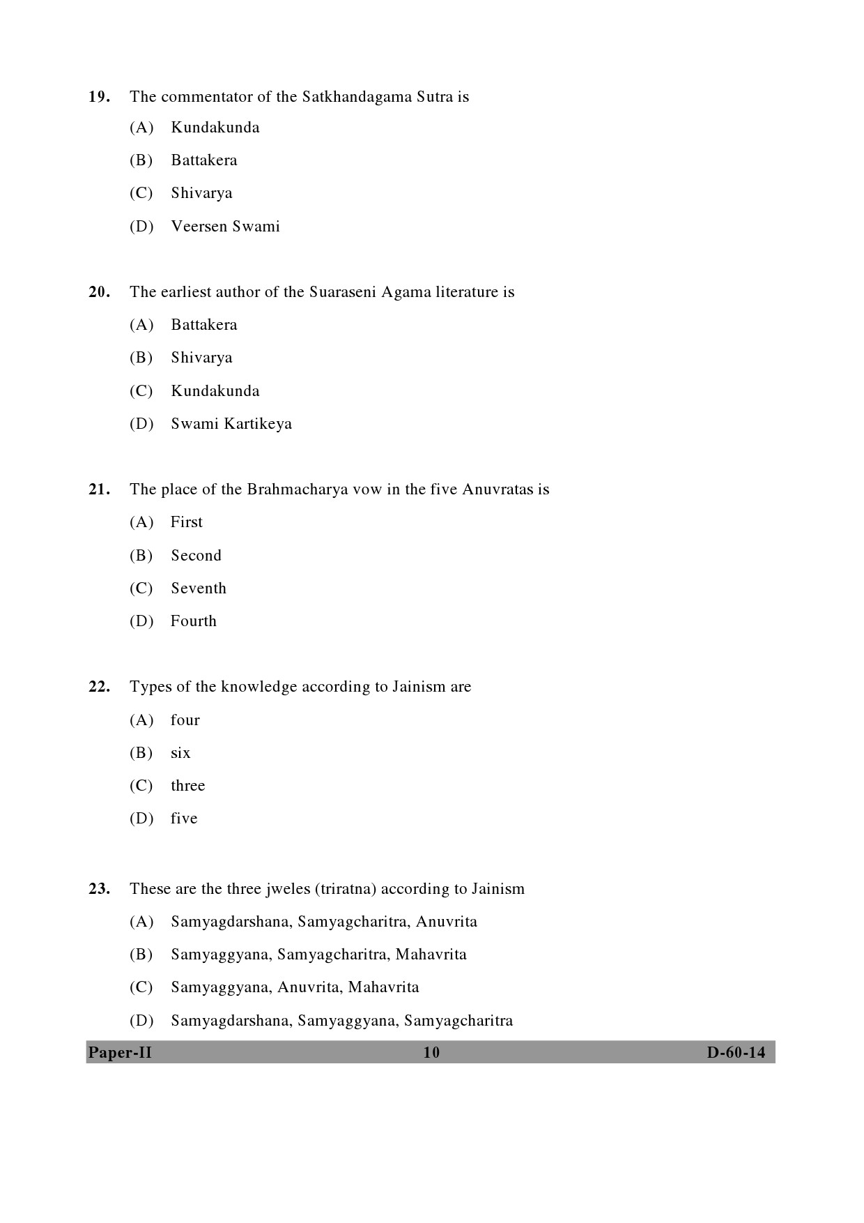 UGC NET Buddhist Jaina Gandhian and Peace Studies Question Paper II December 2014 10