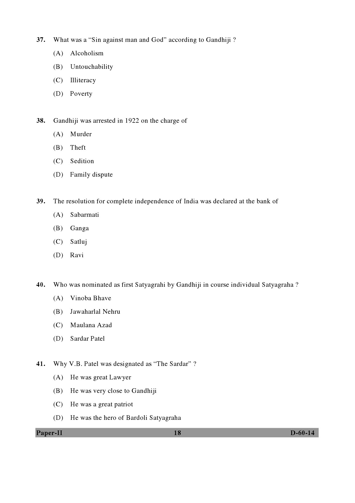 UGC NET Buddhist Jaina Gandhian and Peace Studies Question Paper II December 2014 18