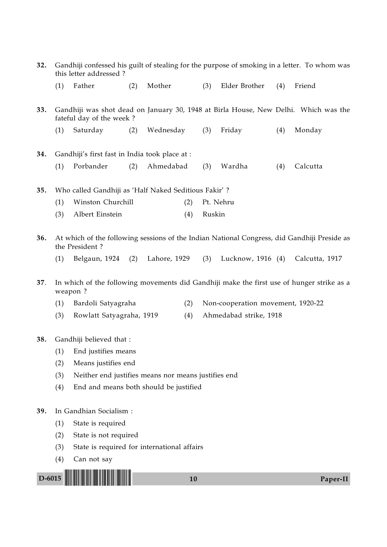 UGC NET Buddhist Jaina Gandhian and Peace Studies Question Paper II December 2015 10