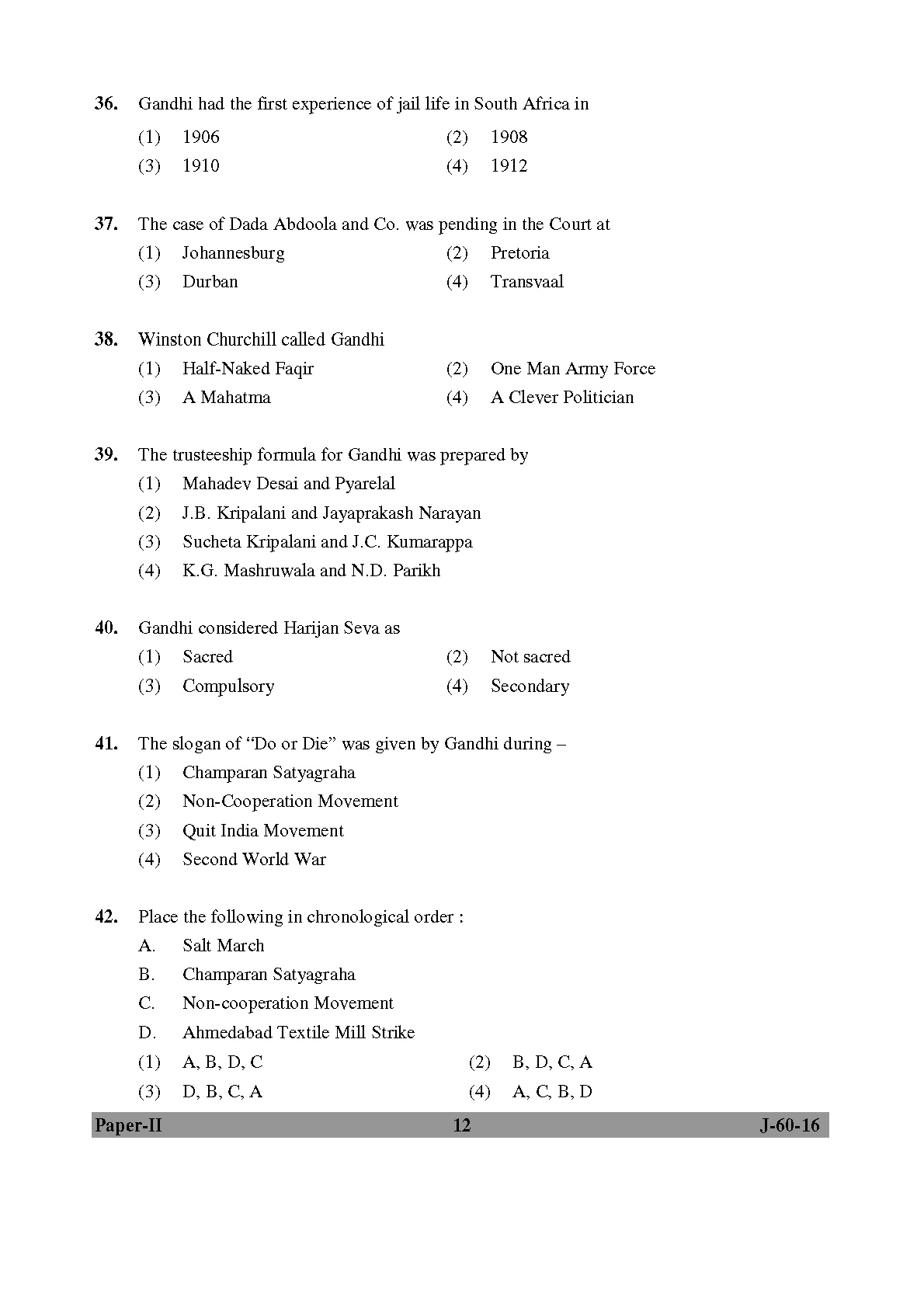 UGC NET Buddhist Jaina Gandhian and Peace Studies Question Paper II July 2016 12