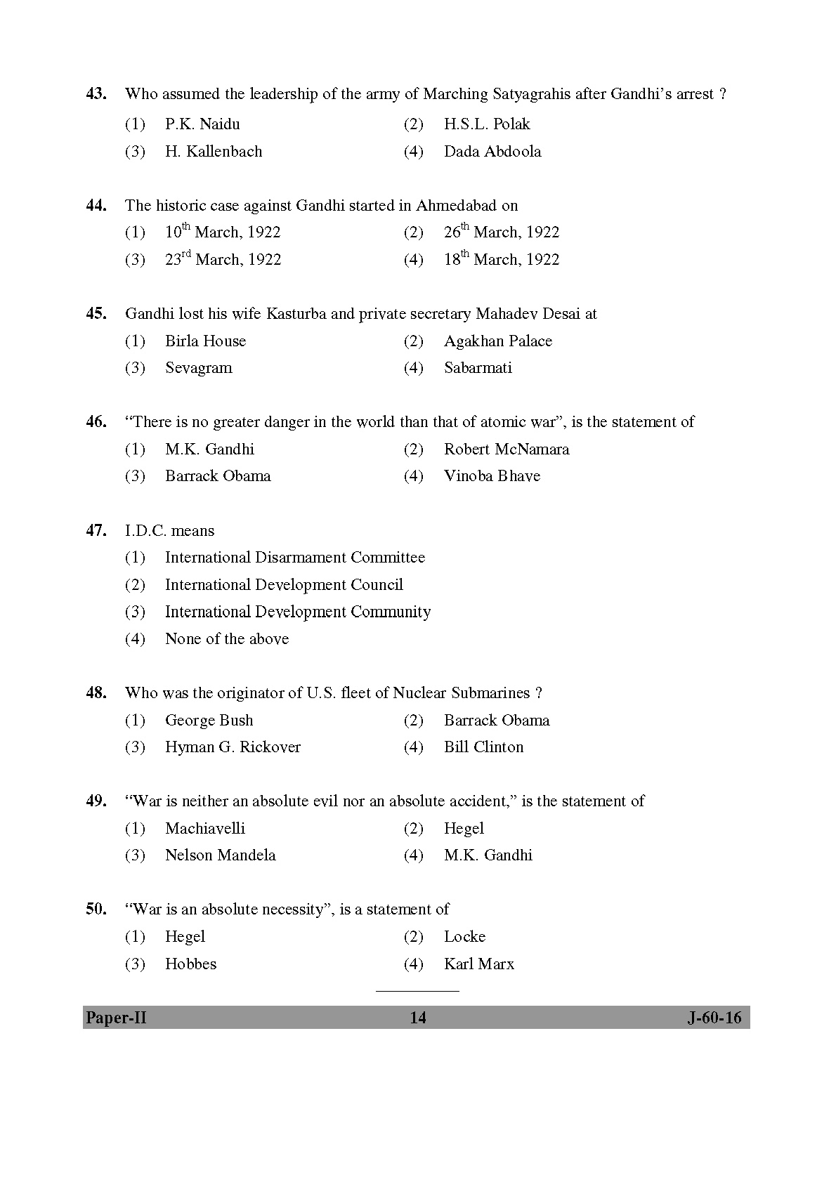 UGC NET Buddhist Jaina Gandhian and Peace Studies Question Paper II July 2016 14