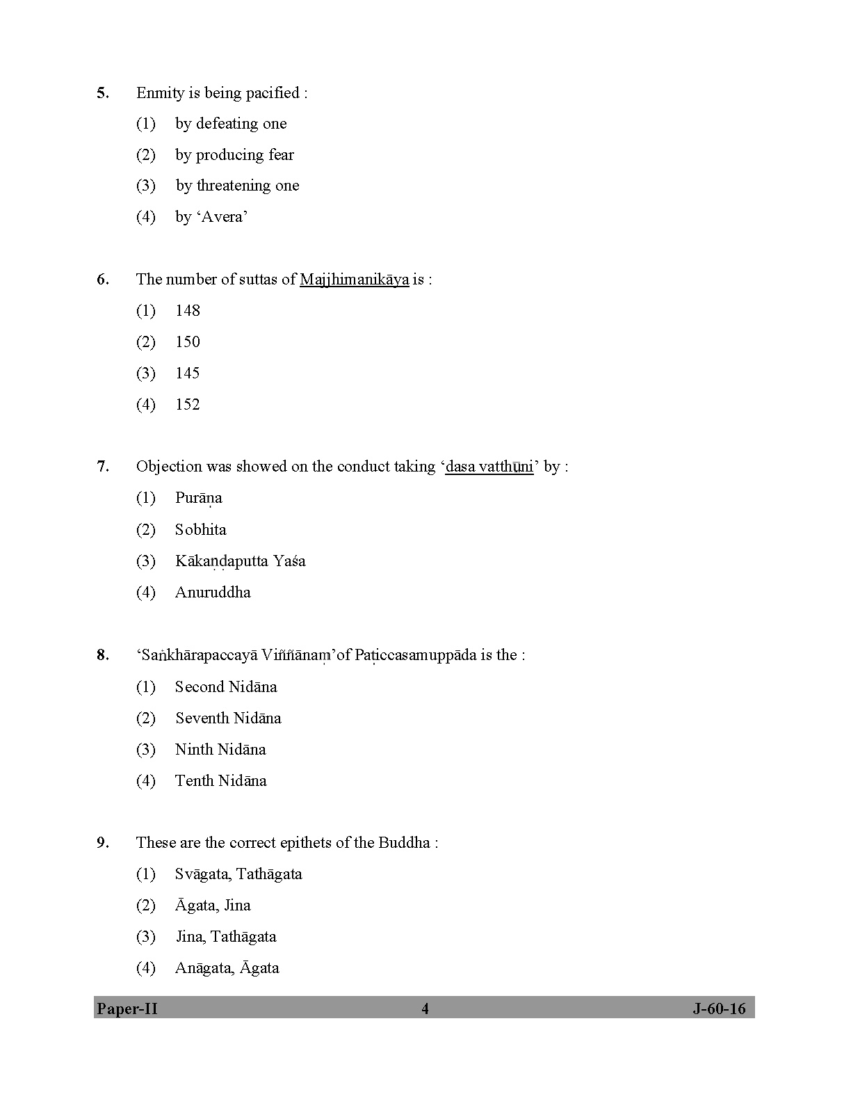 UGC NET Buddhist Jaina Gandhian and Peace Studies Question Paper II Set 2 July 2016 4