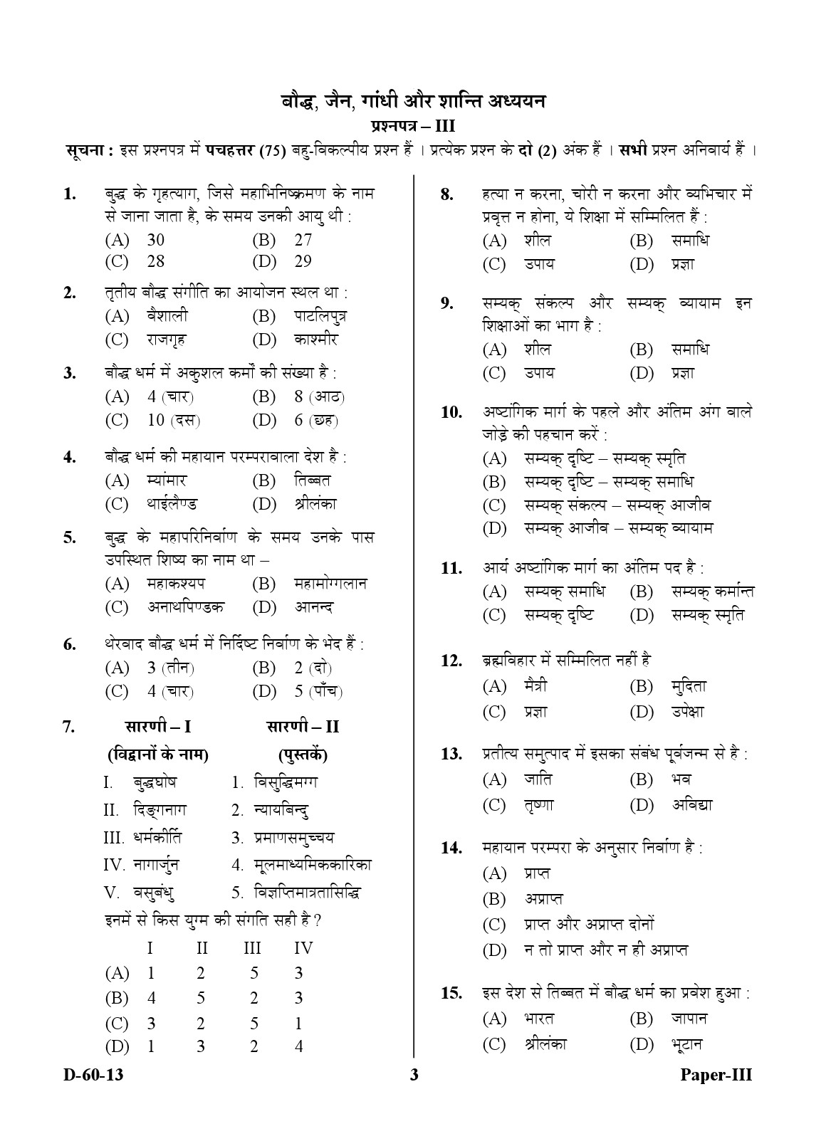 UGC NET Buddhist Jaina Gandhian and Peace Studies Question Paper III December 2013 3