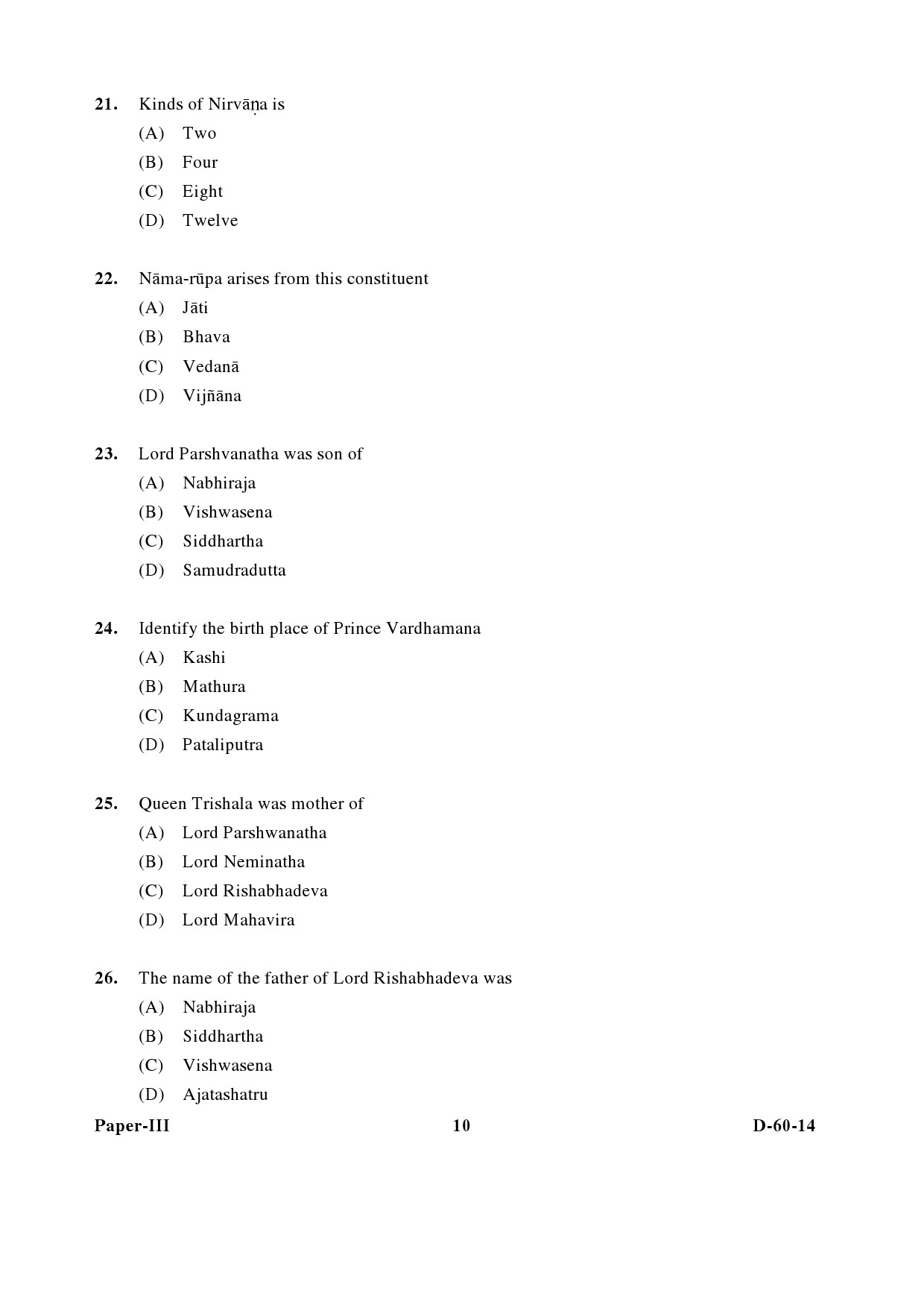 UGC NET Buddhist Jaina Gandhian and Peace Studies Question Paper III December 2014 10