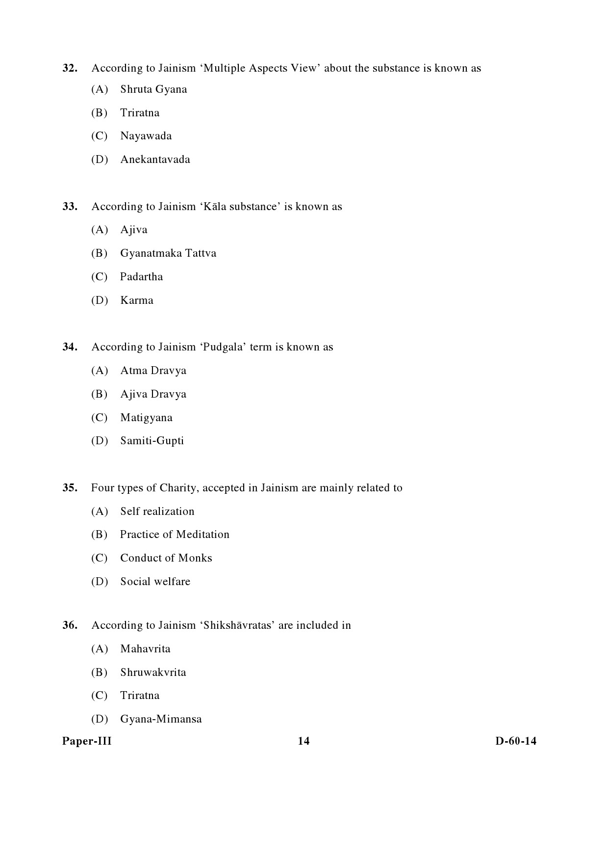 UGC NET Buddhist Jaina Gandhian and Peace Studies Question Paper III December 2014 14