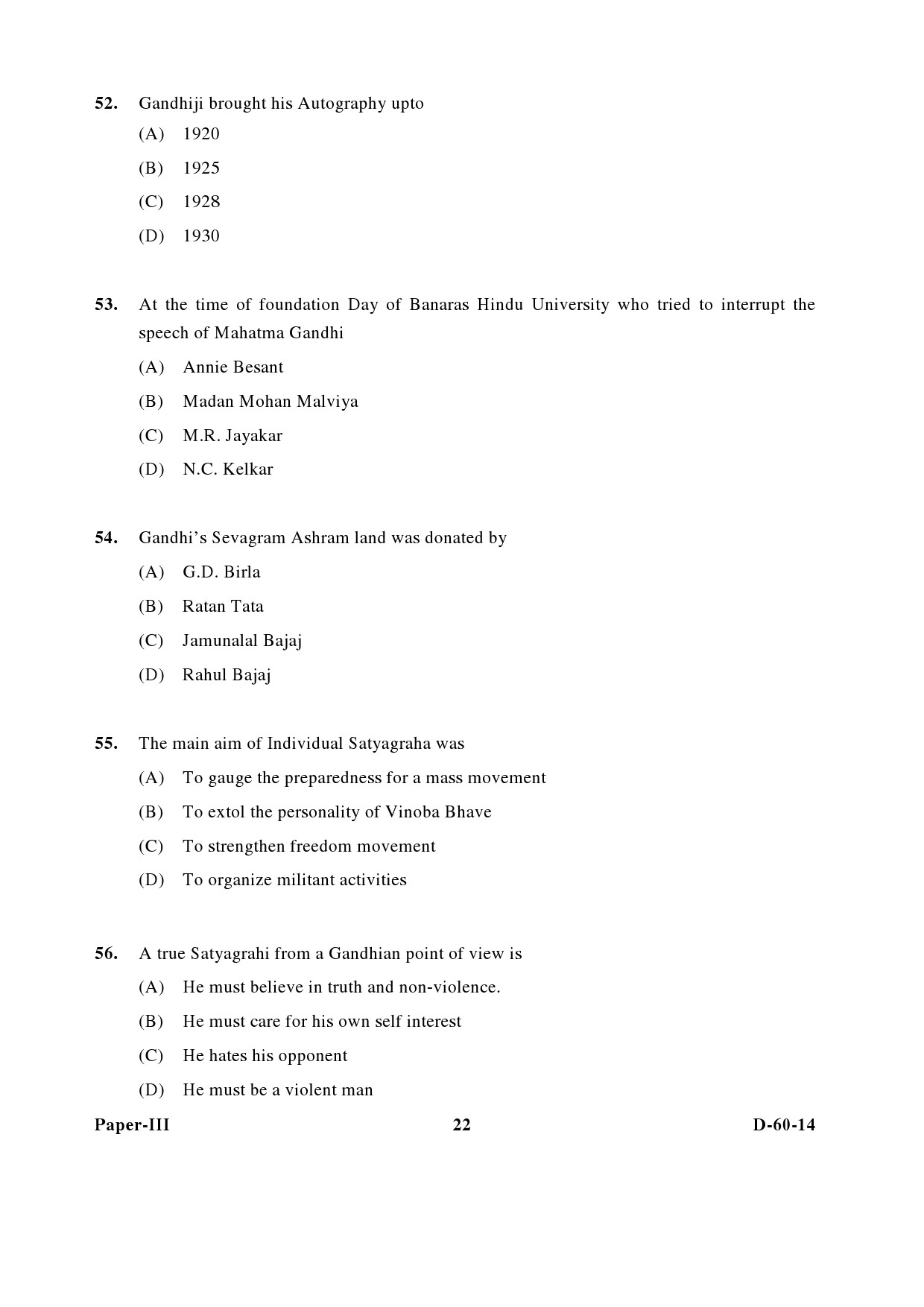 UGC NET Buddhist Jaina Gandhian and Peace Studies Question Paper III December 2014 22