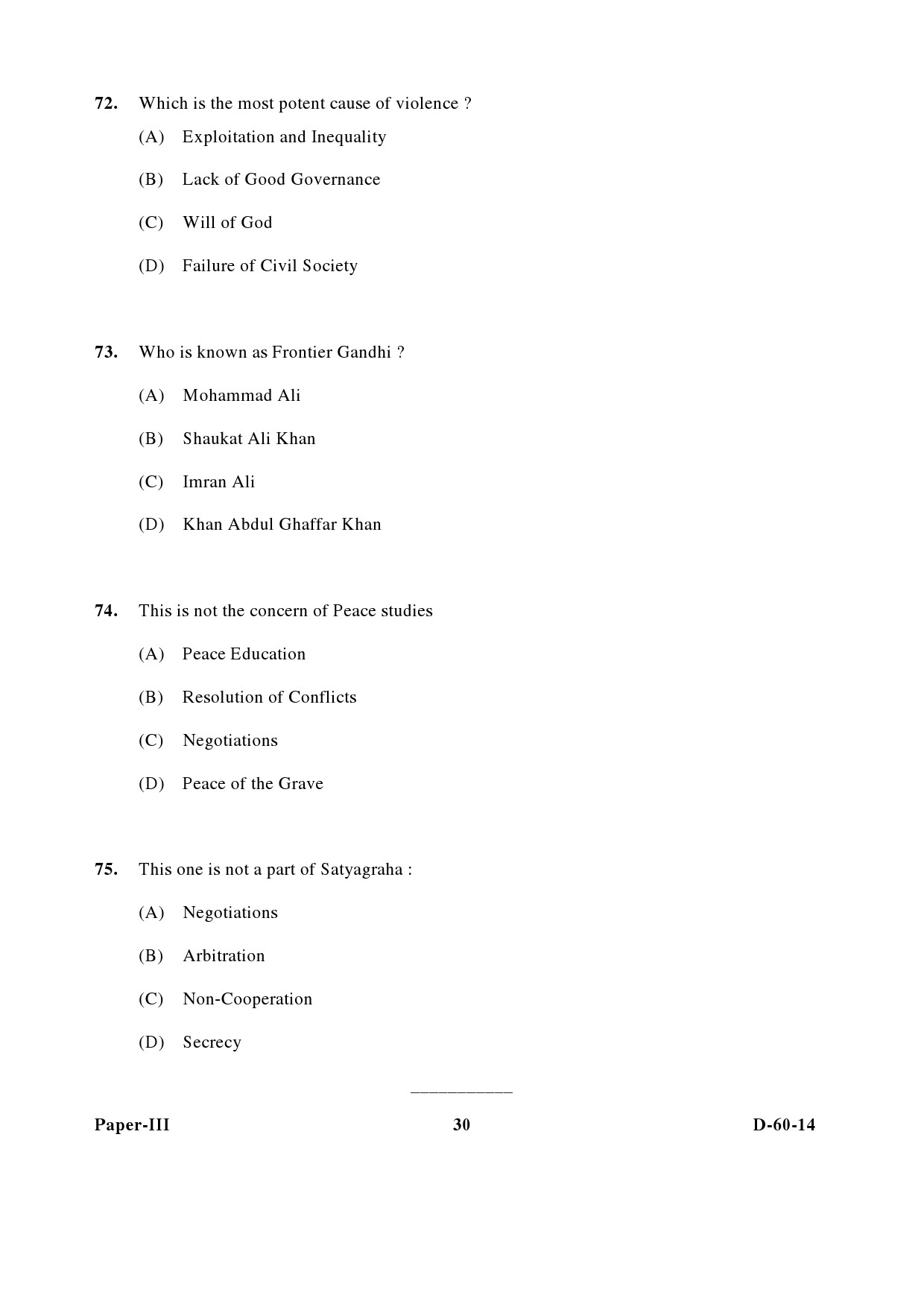 UGC NET Buddhist Jaina Gandhian and Peace Studies Question Paper III December 2014 30