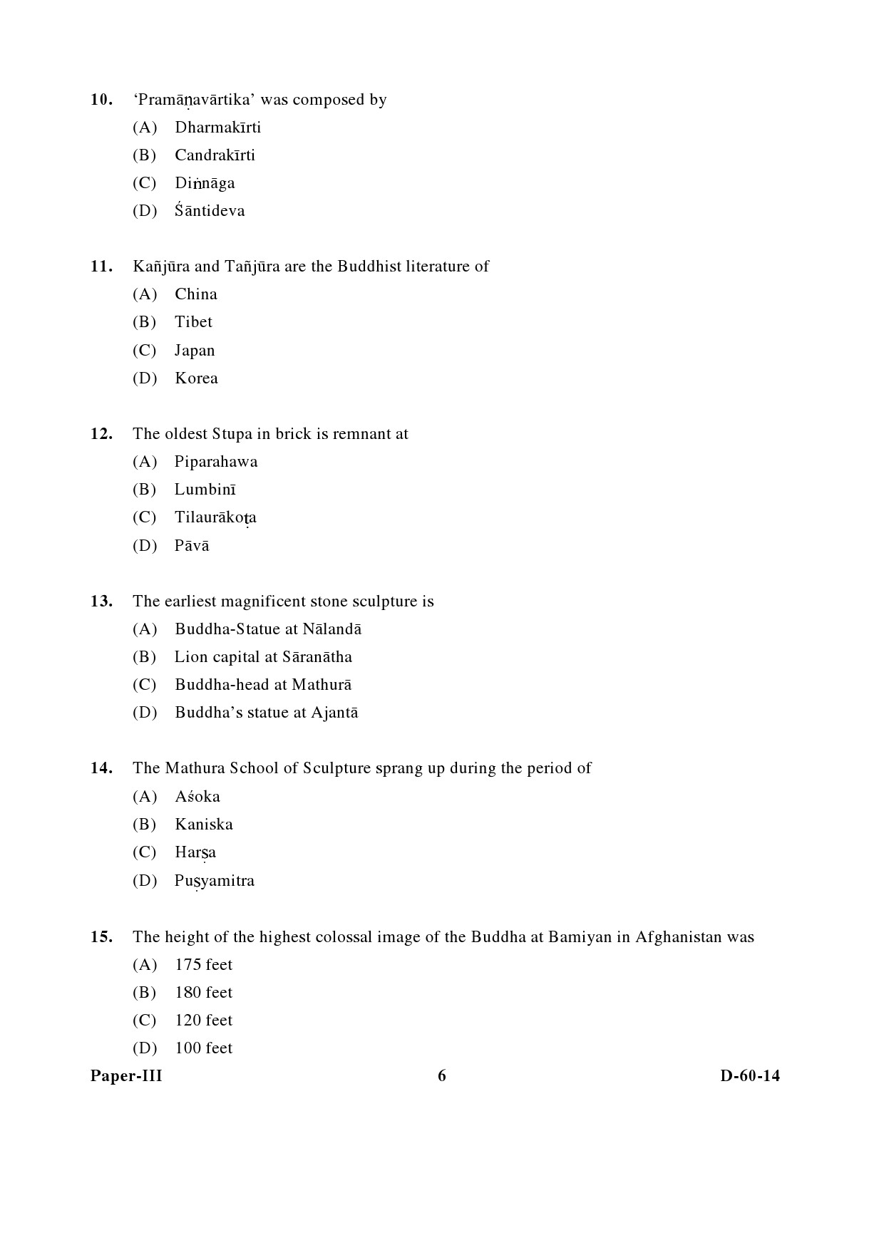 UGC NET Buddhist Jaina Gandhian and Peace Studies Question Paper III December 2014 6