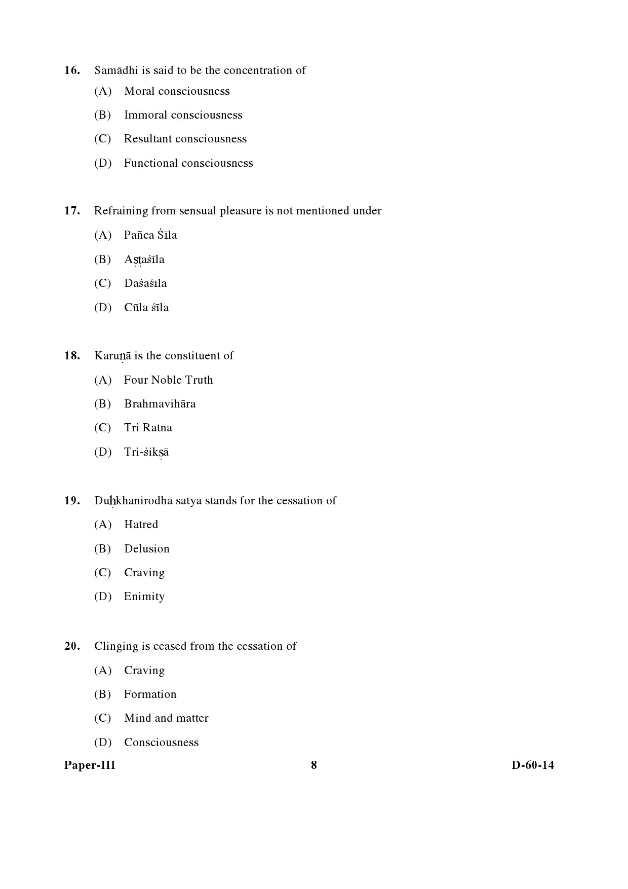 UGC NET Buddhist Jaina Gandhian and Peace Studies Question Paper III December 2014 8