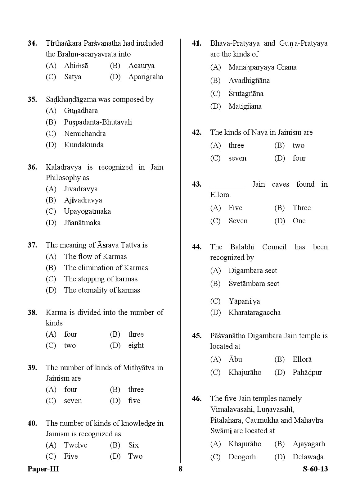 UGC NET Buddhist Jaina Gandhian and Peace Studies Question Paper III Exam September 2013 8