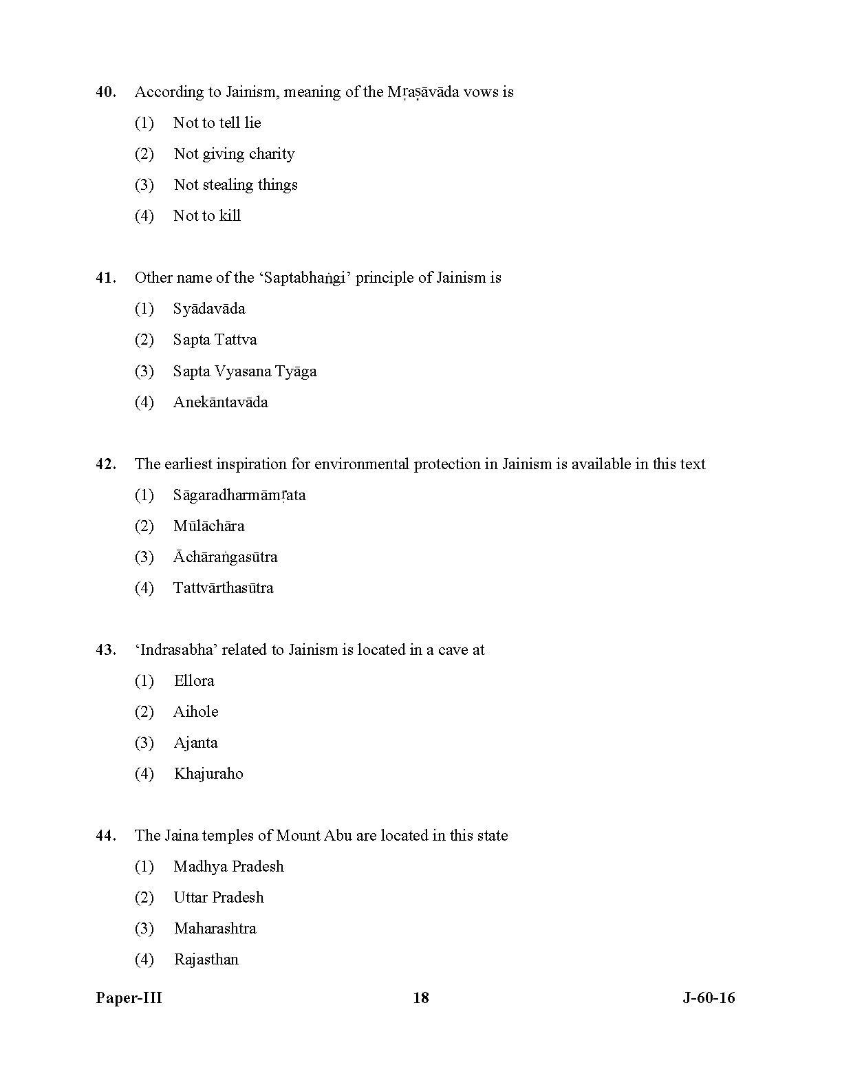 UGC NET Buddhist Jaina Gandhian and Peace Studies Question Paper III July 2016 18