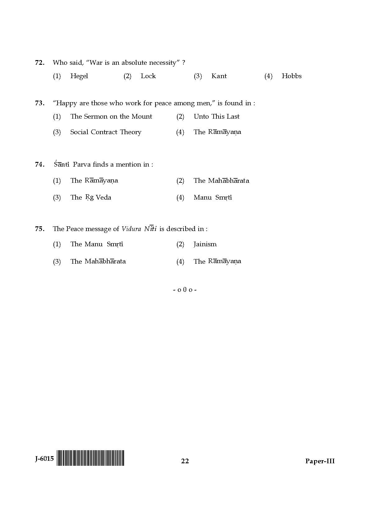 UGC NET Buddhist Jaina Gandhian and Peace Studies Question Paper III June 2015 22