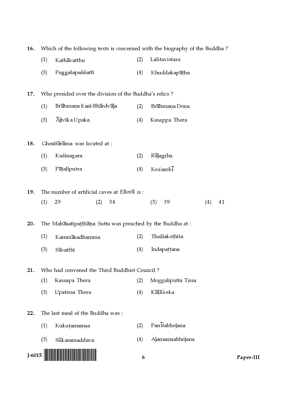 UGC NET Buddhist Jaina Gandhian and Peace Studies Question Paper III June 2015 6