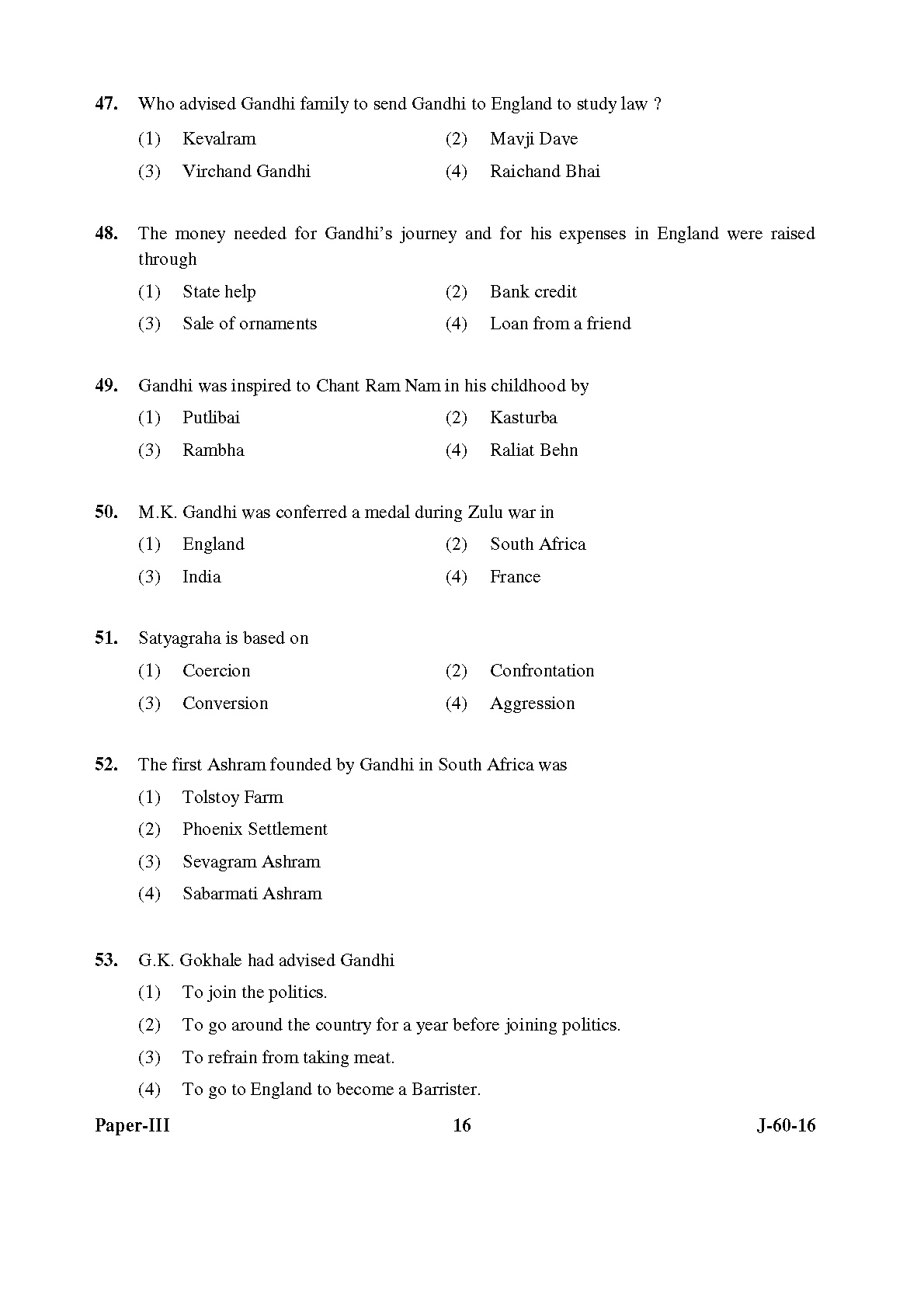 UGC NET Buddhist Jaina Gandhian and Peace Studies Question Paper III Set 2 July 2016 16