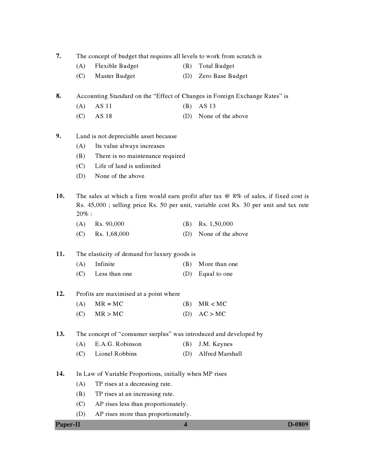 UGC NET Commerce Question Paper II December 2009 4