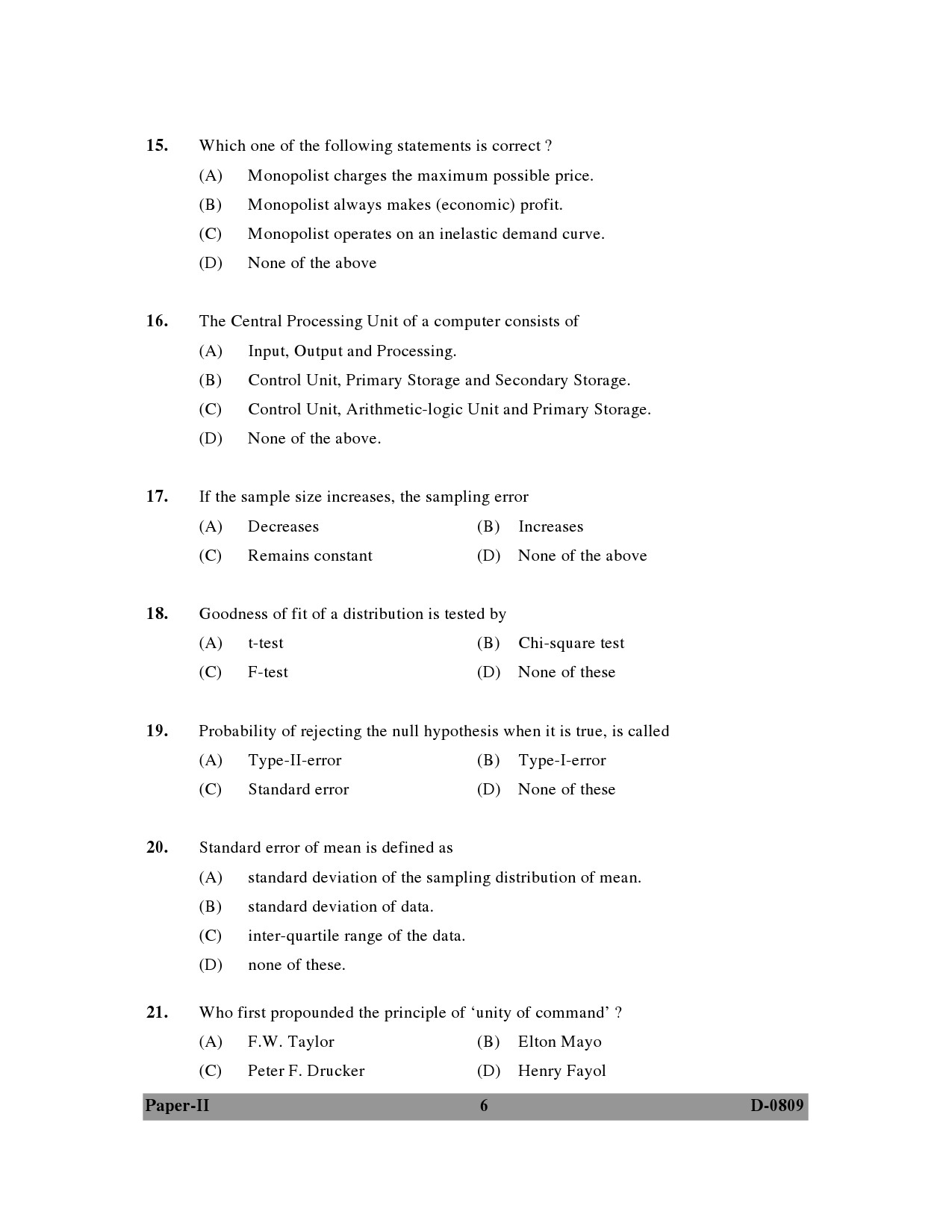 UGC NET Commerce Question Paper II December 2009 6