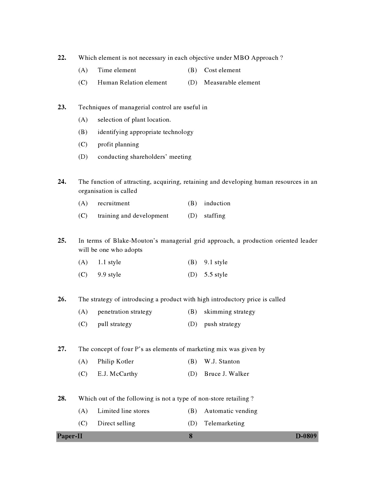 UGC NET Commerce Question Paper II December 2009 8