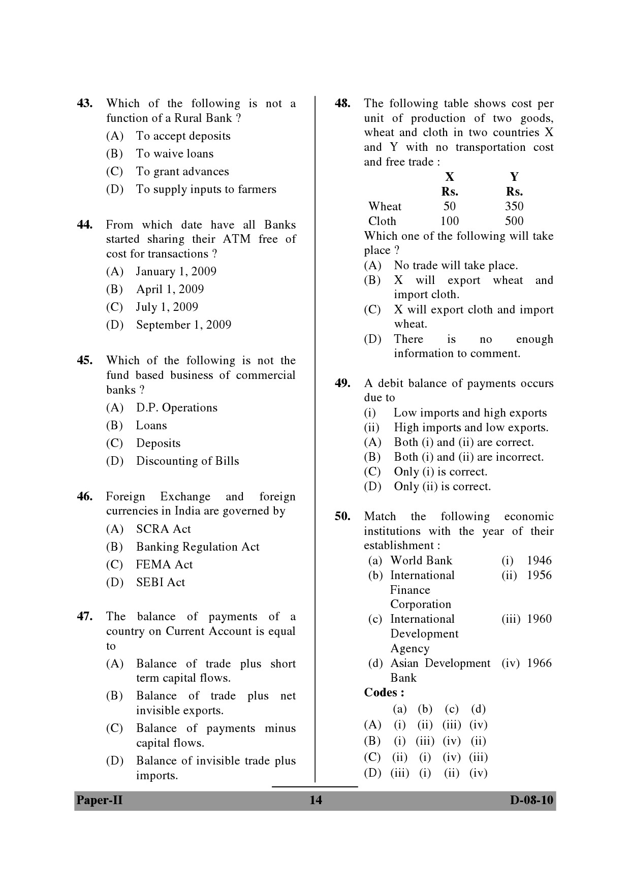 UGC NET Commerce Question Paper II December 2010 14