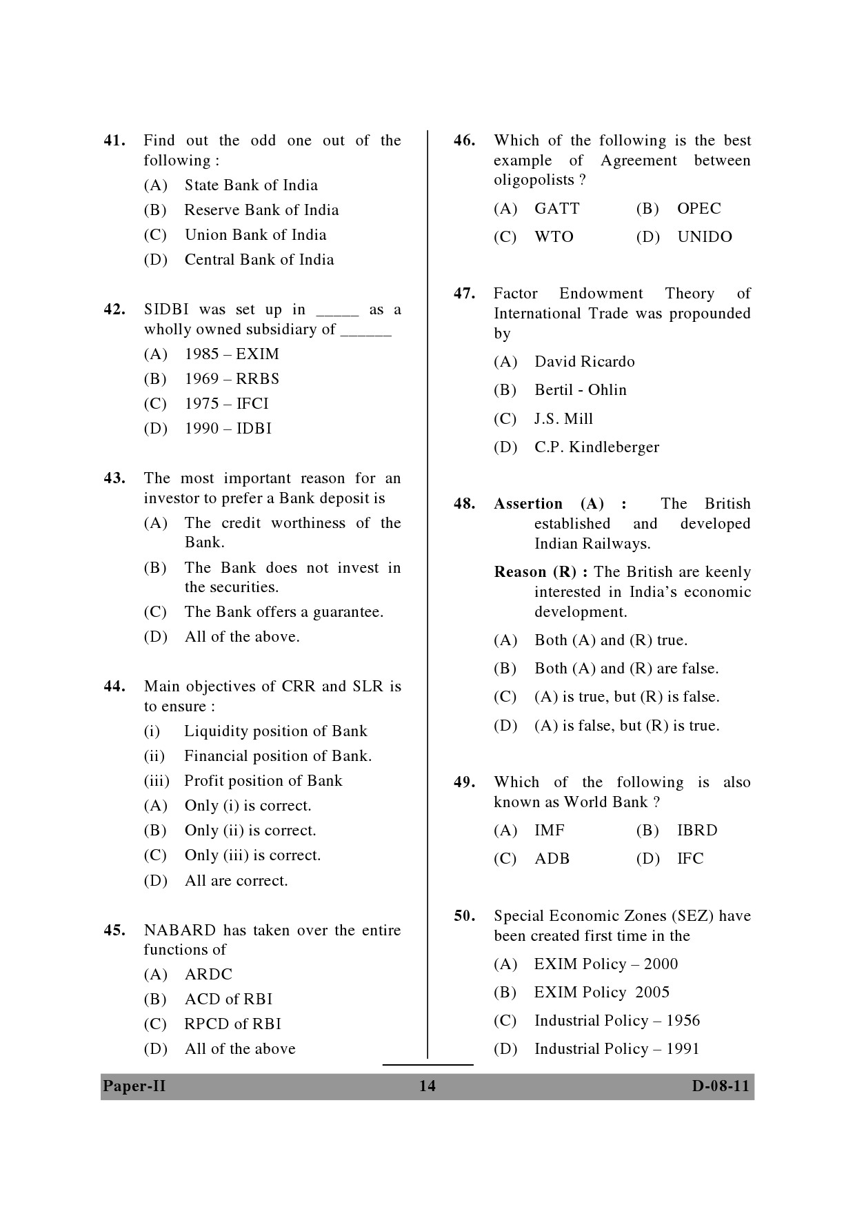 UGC NET Commerce Question Paper II December 2011 14