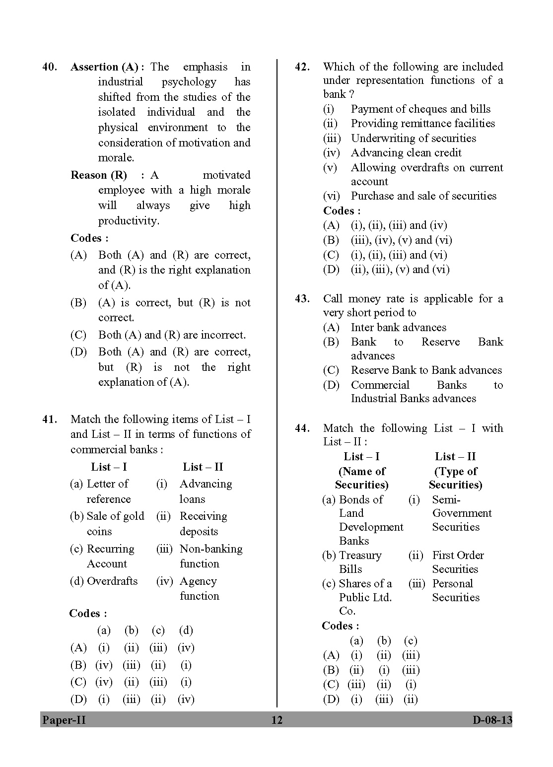 UGC NET Commerce Question Paper II December 2013 12