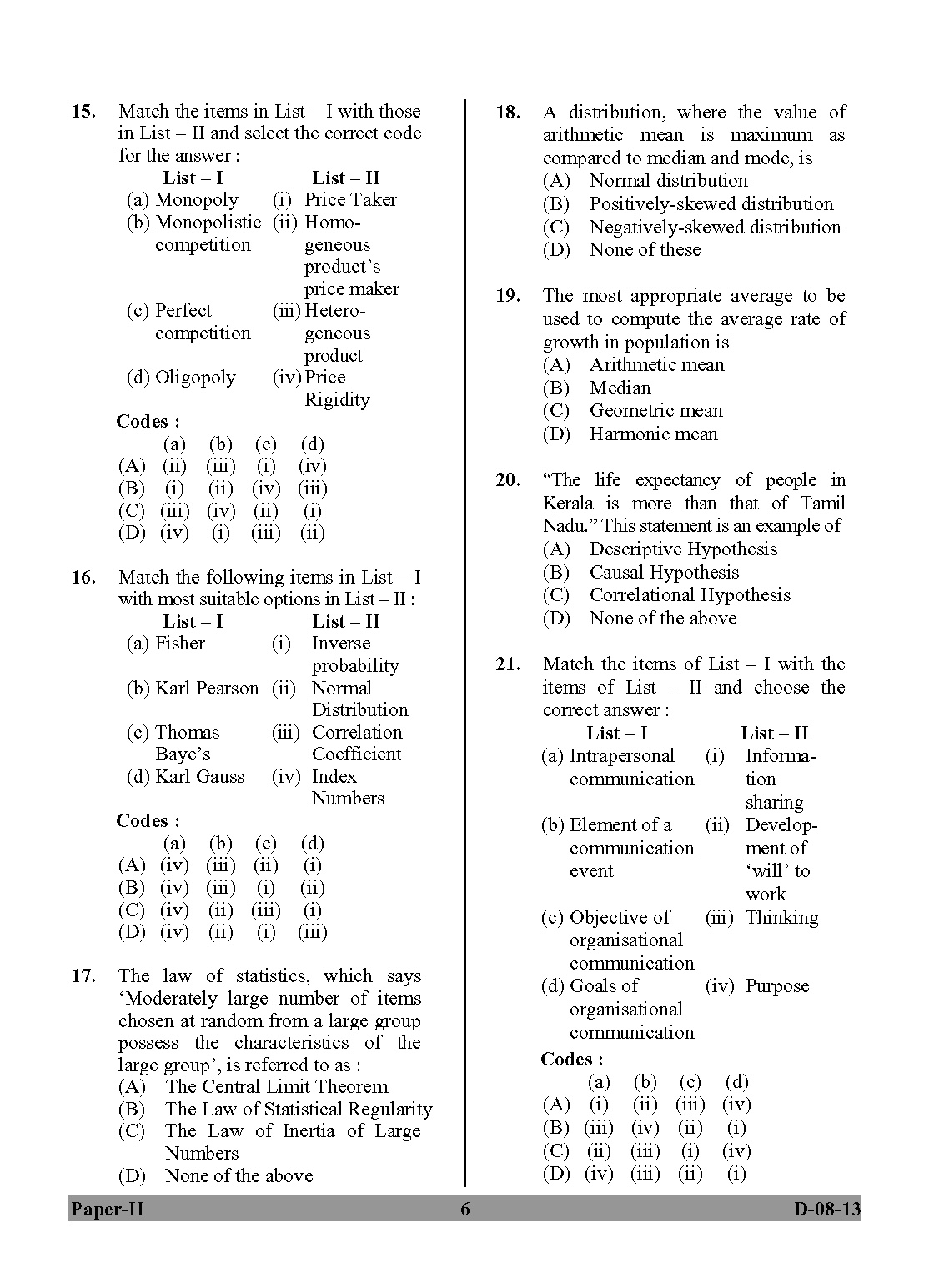 UGC NET Commerce Question Paper II December 2013 6