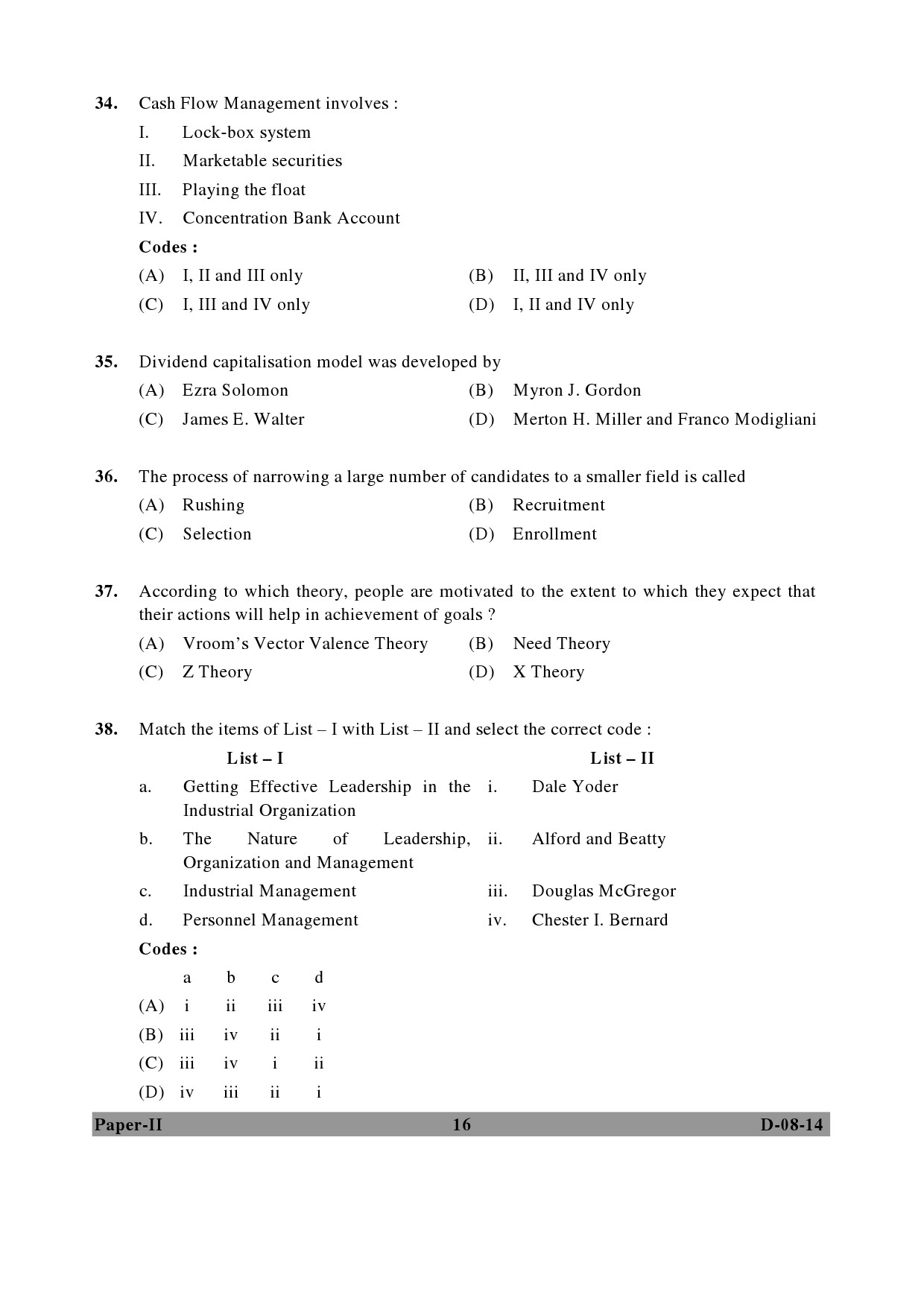 UGC NET Commerce Question Paper II December 2014 16