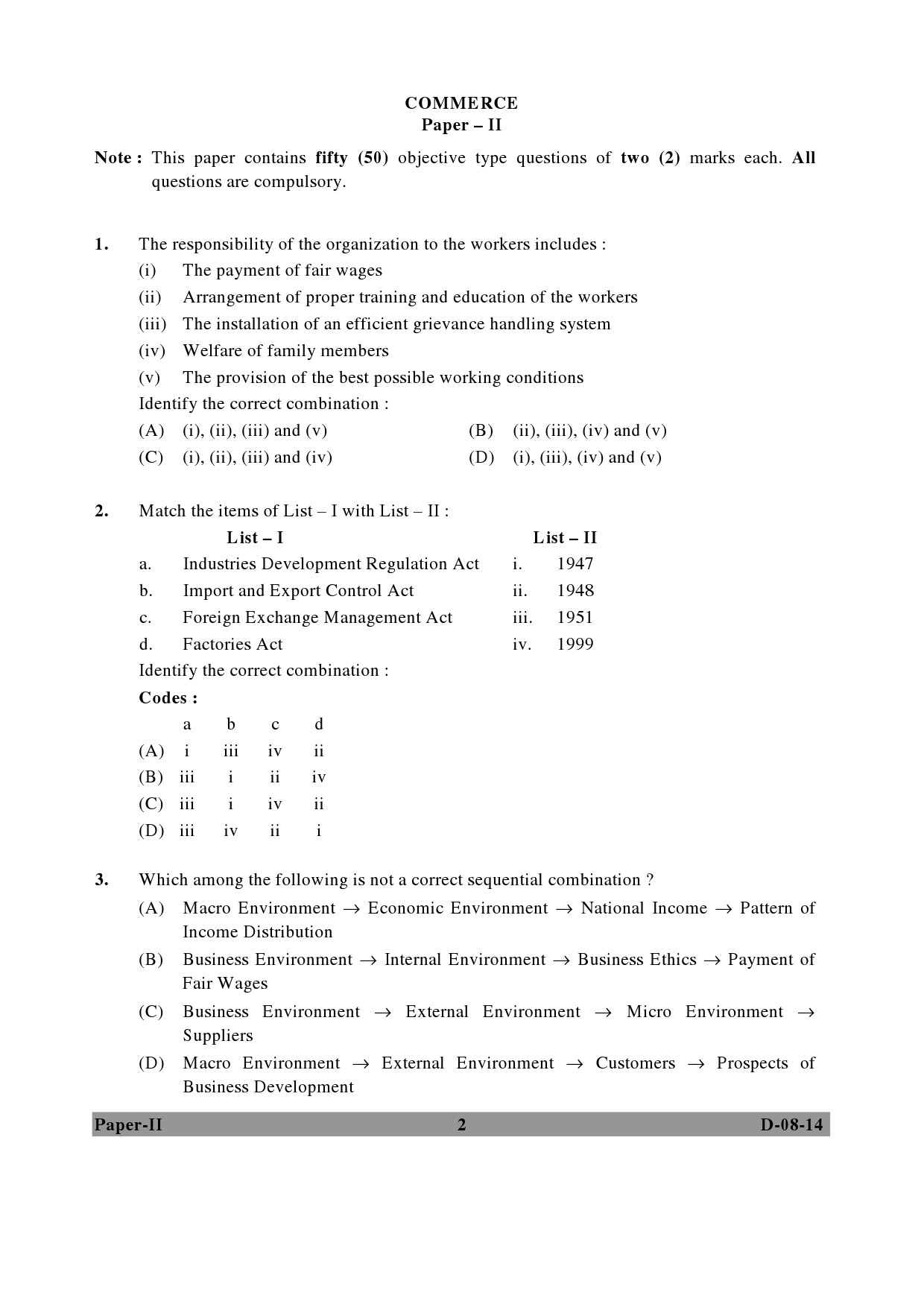 UGC NET Commerce Question Paper II December 2014 2