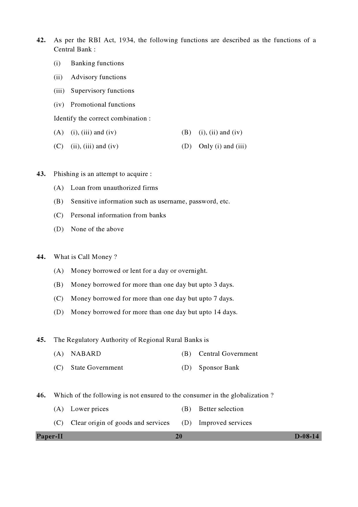 UGC NET Commerce Question Paper II December 2014 20