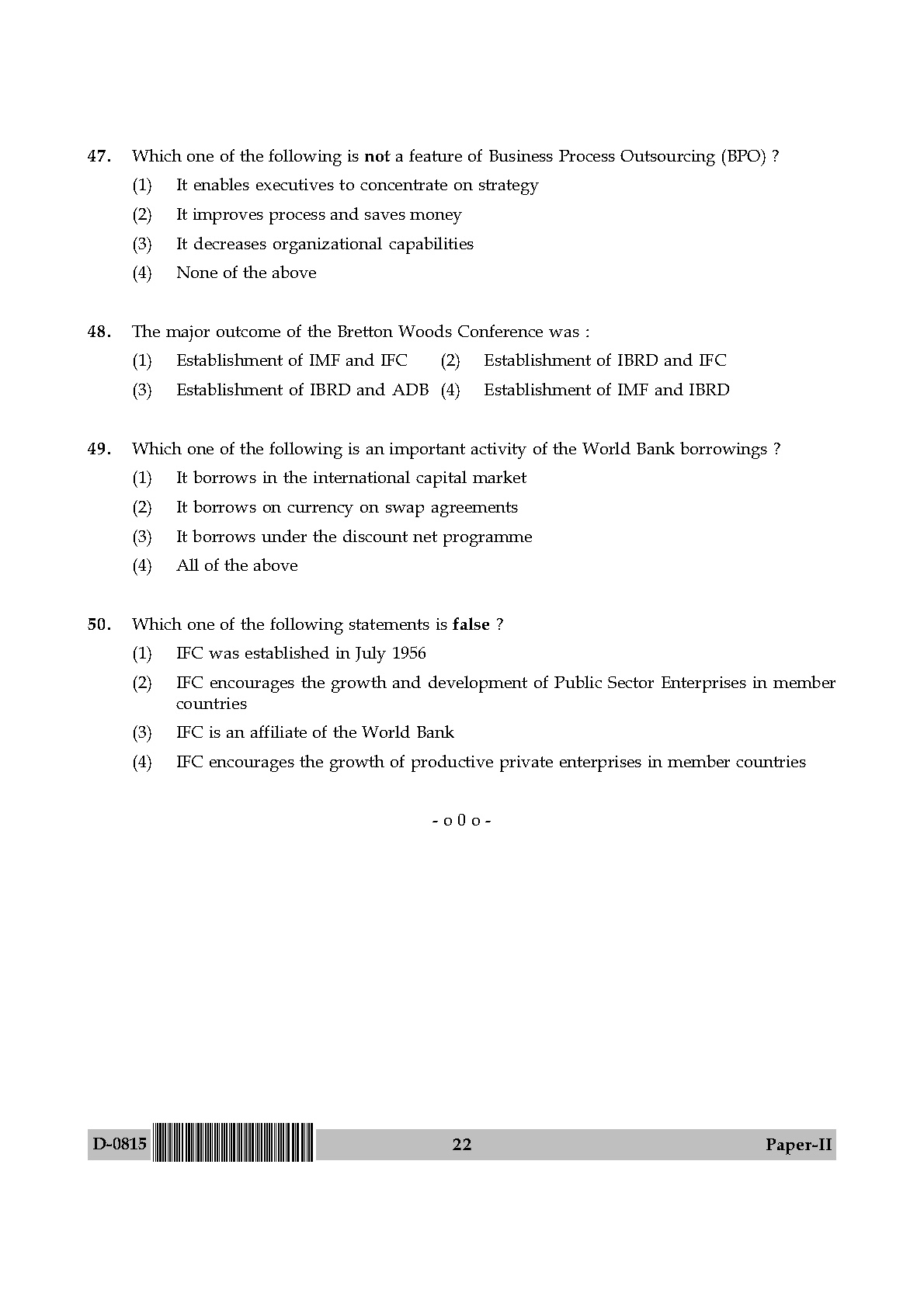 UGC NET Commerce Question Paper II December 2015 22