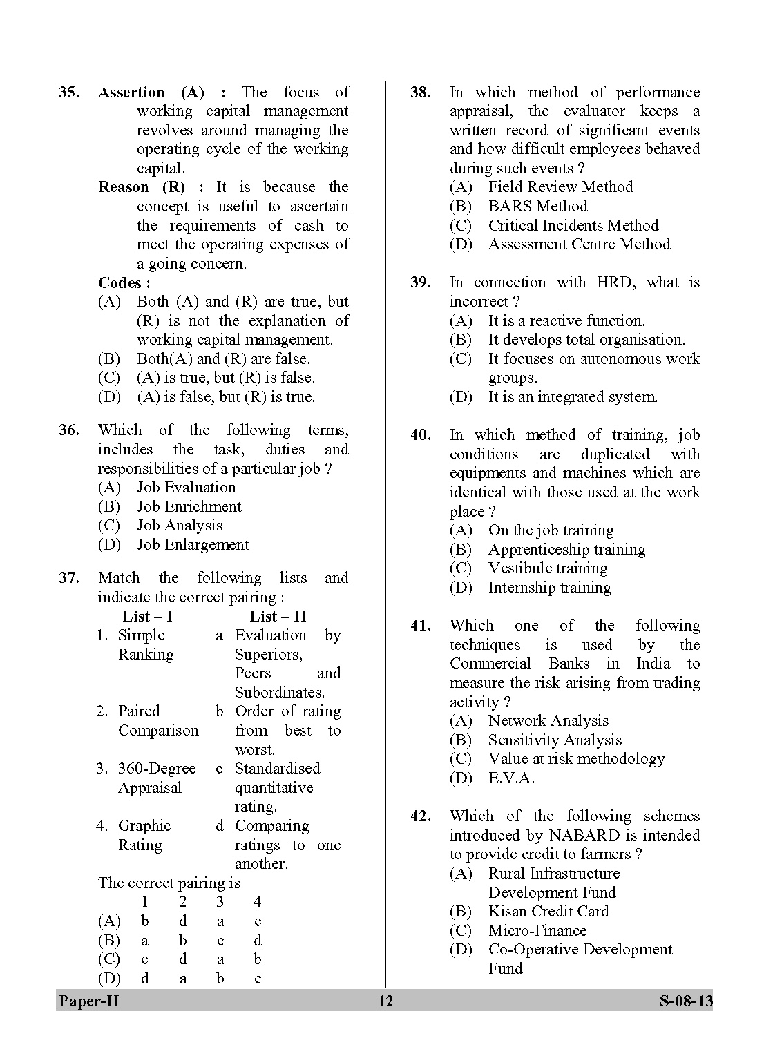 UGC NET Commerce Question Paper II Exam September 2013 12