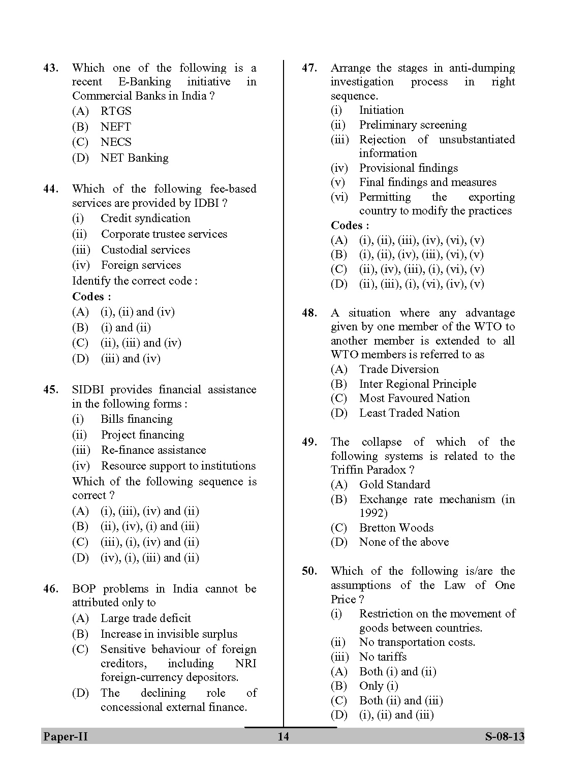 UGC NET Commerce Question Paper II Exam September 2013 14