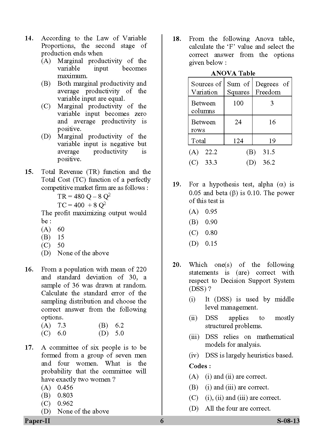 UGC NET Commerce Question Paper II Exam September 2013 6