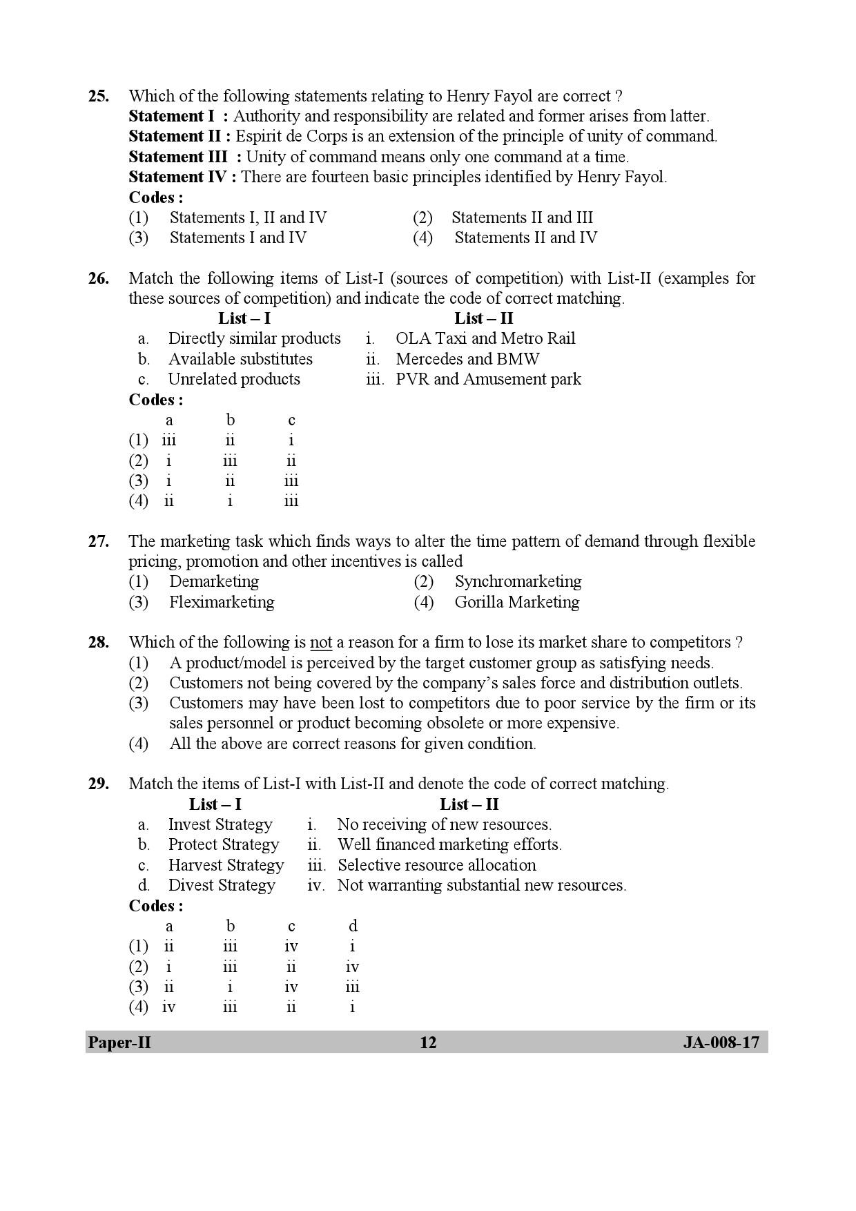 UGC NET Commerce Question Paper II January 2017 12